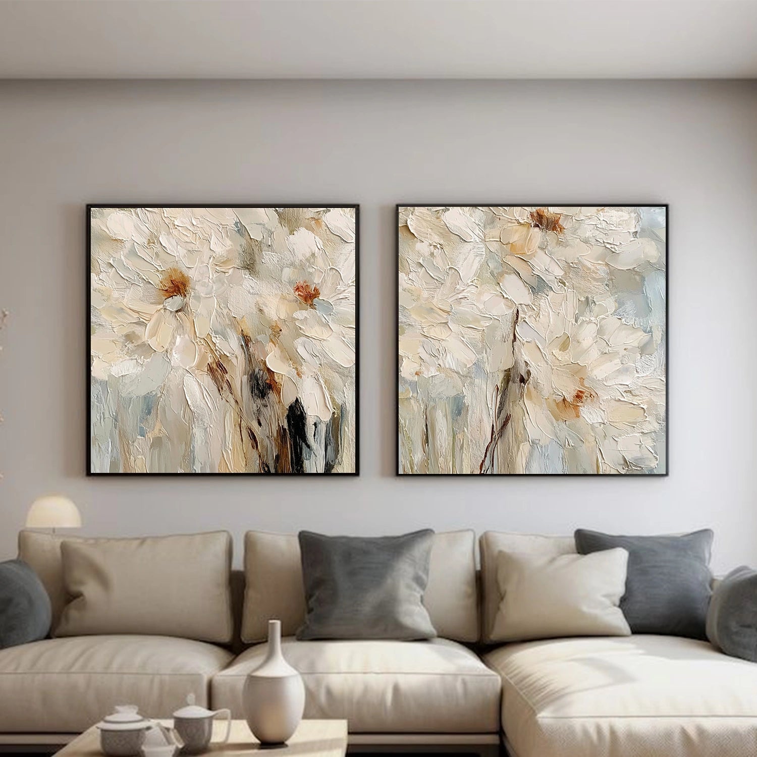 Flower Abstract Textured Wall Art Set of 2 #FP176
