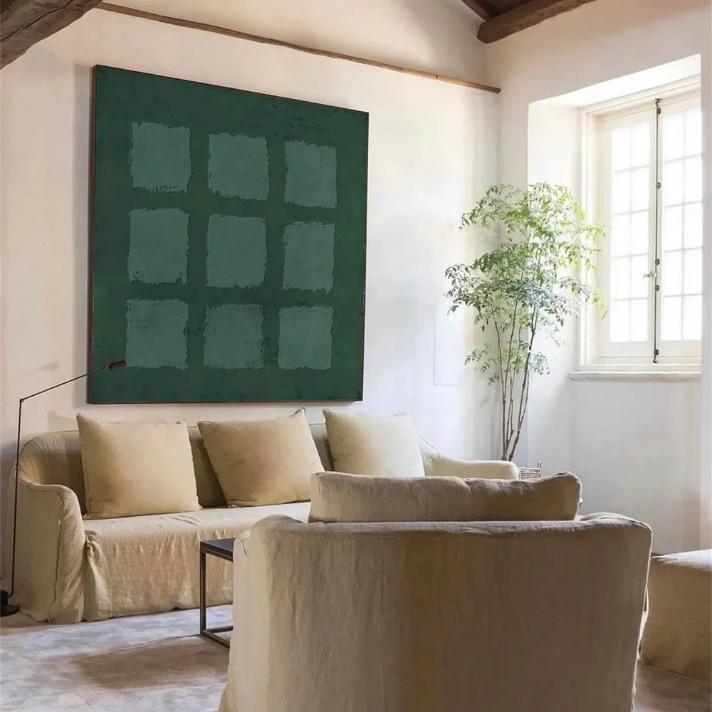 Green Minimalist Textured Painting Canvas #MT093