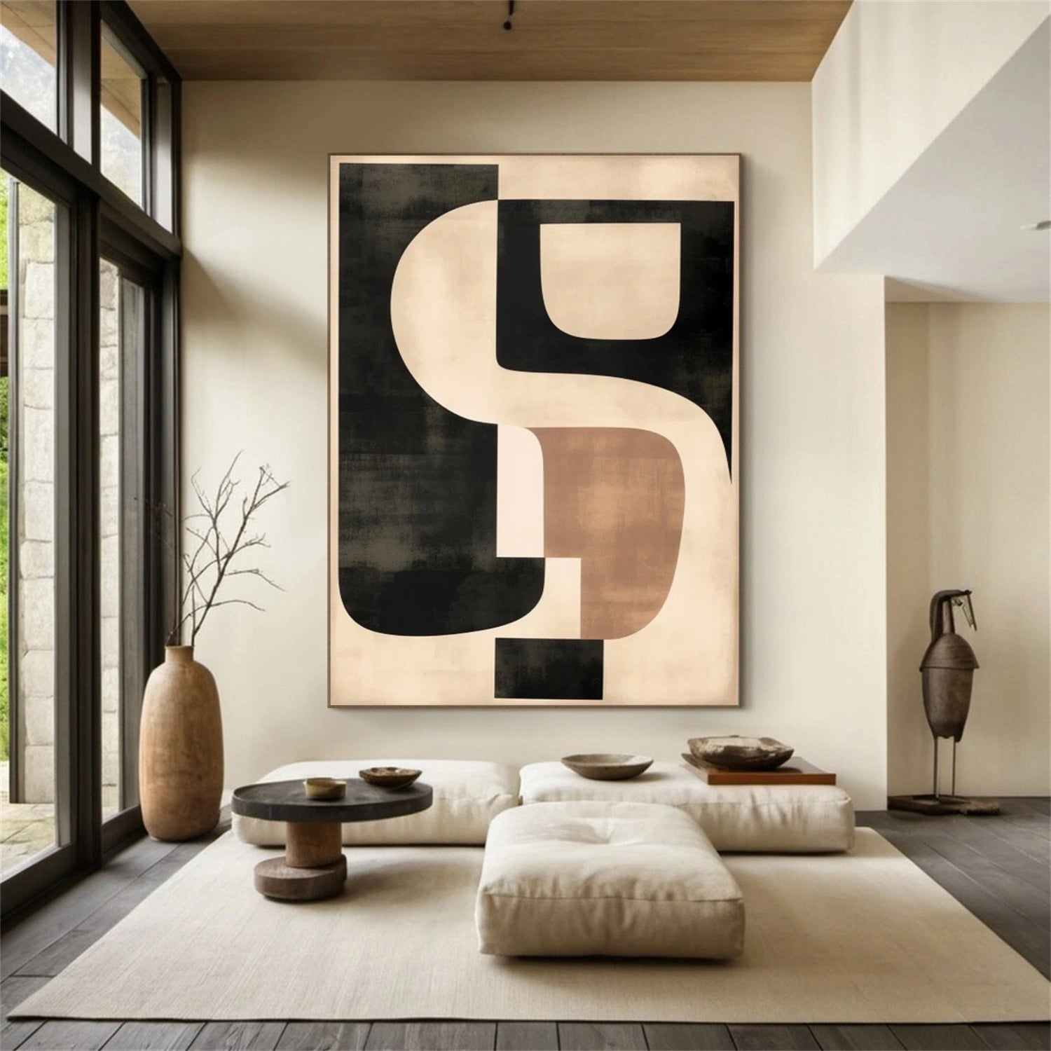 Black and Beige Wabi Sabi Canvas Art #WS051