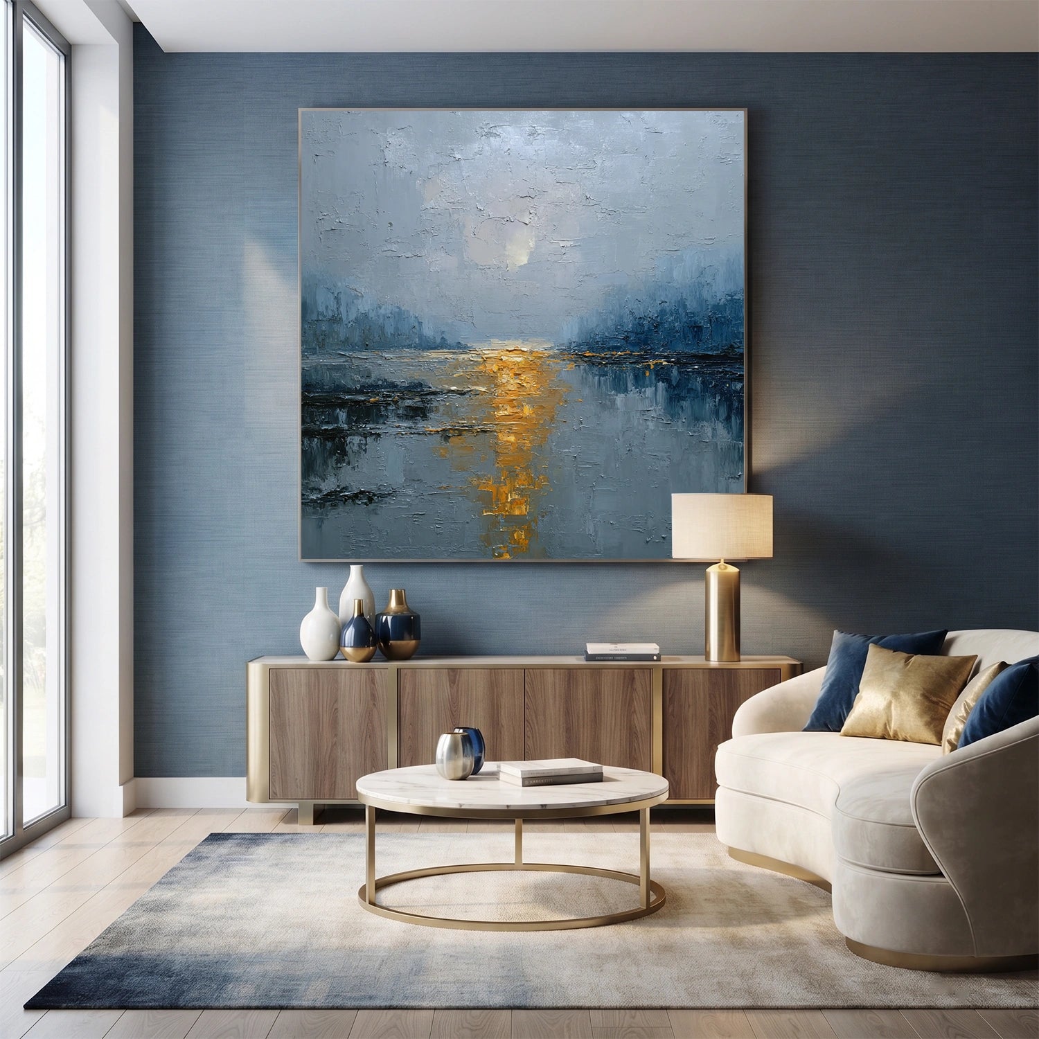 Ocean And Sky Abstract Textured Wall Art #OS176