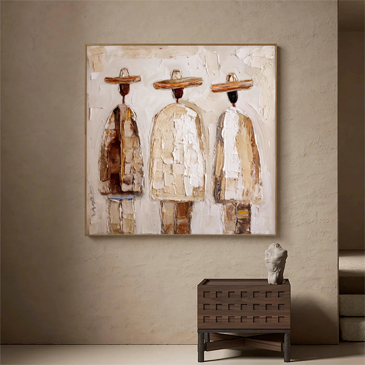 Abstract Portrait Textured Canvas Art #AE128
