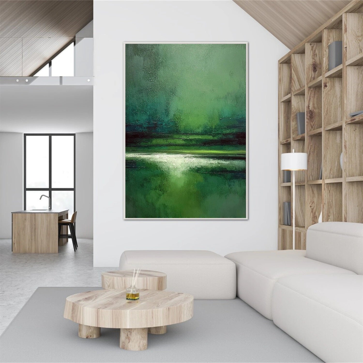Green Abstract Canvas Wall Art #AP370
