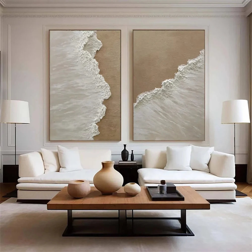 Ocean and Sky Textured Painting Canvas Set of 2 #OS032