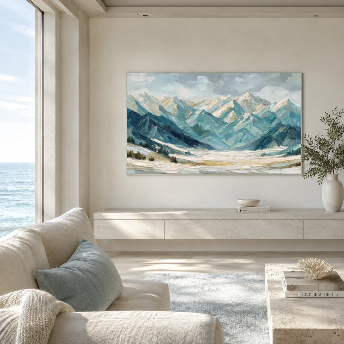 Abstract Mountain Textured Canvas Art #MO090