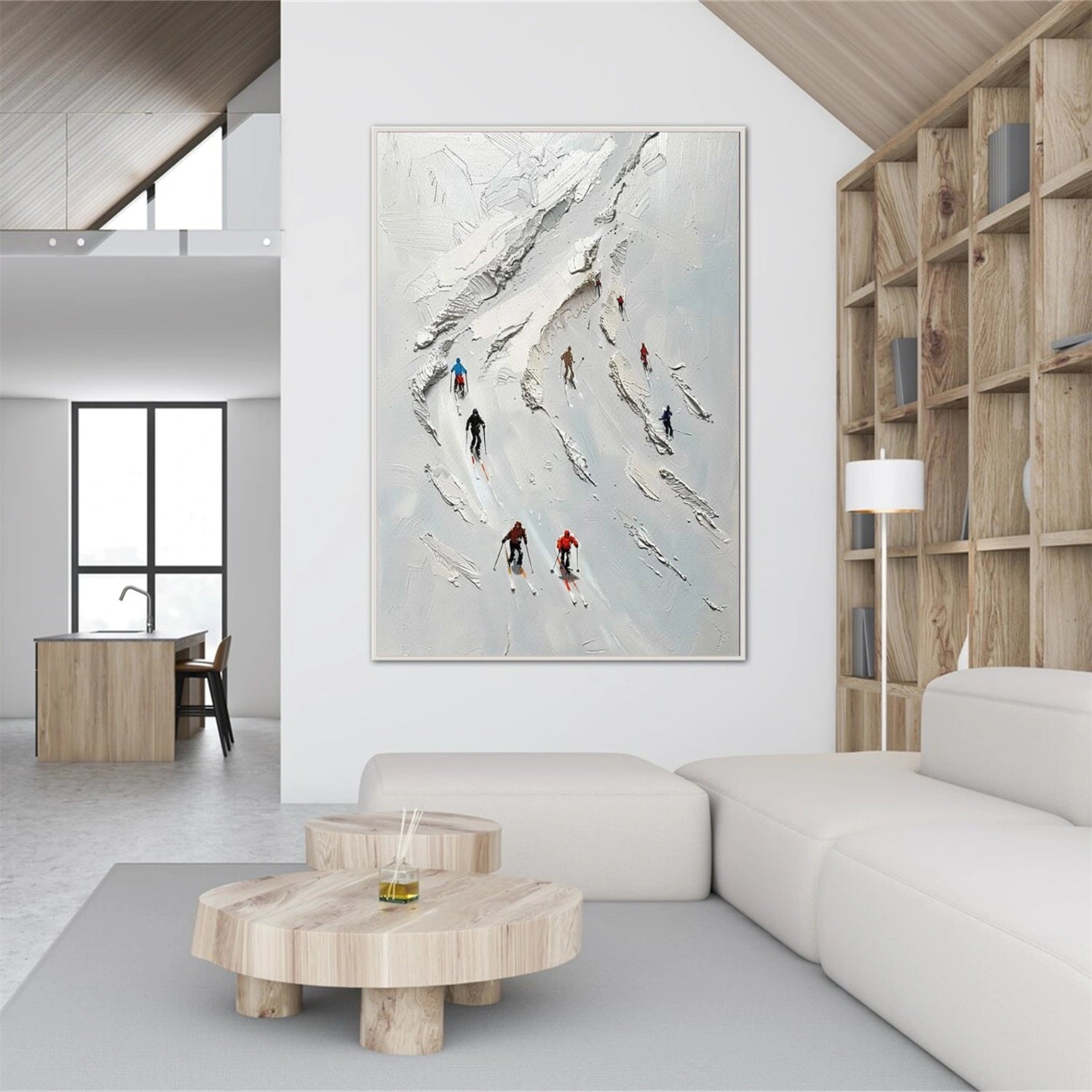Skiing Sport Textured Wall Art #MS065