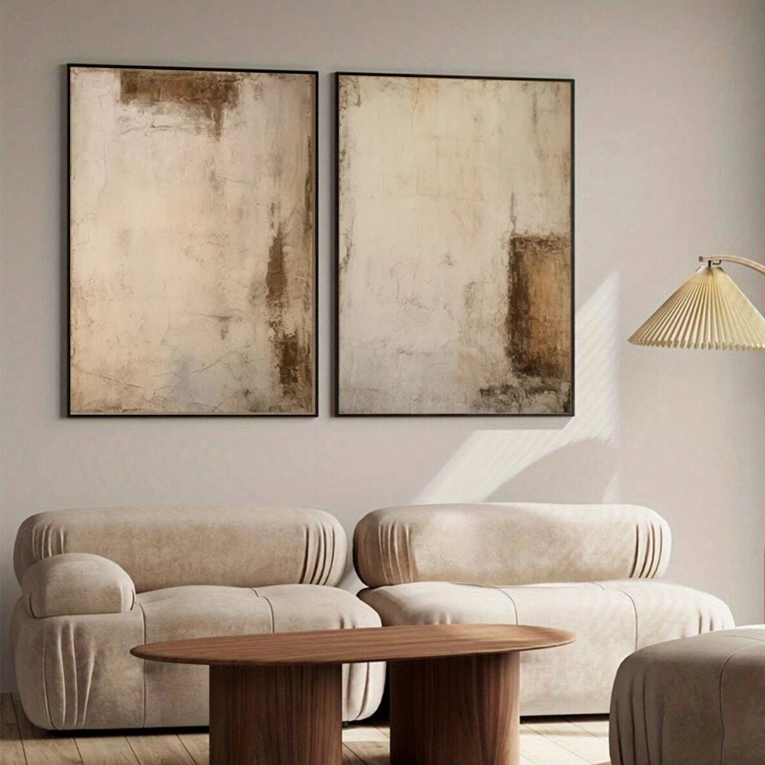 Beige and Brown Wabi Sabi Canvas Art Set of 2 #WS091