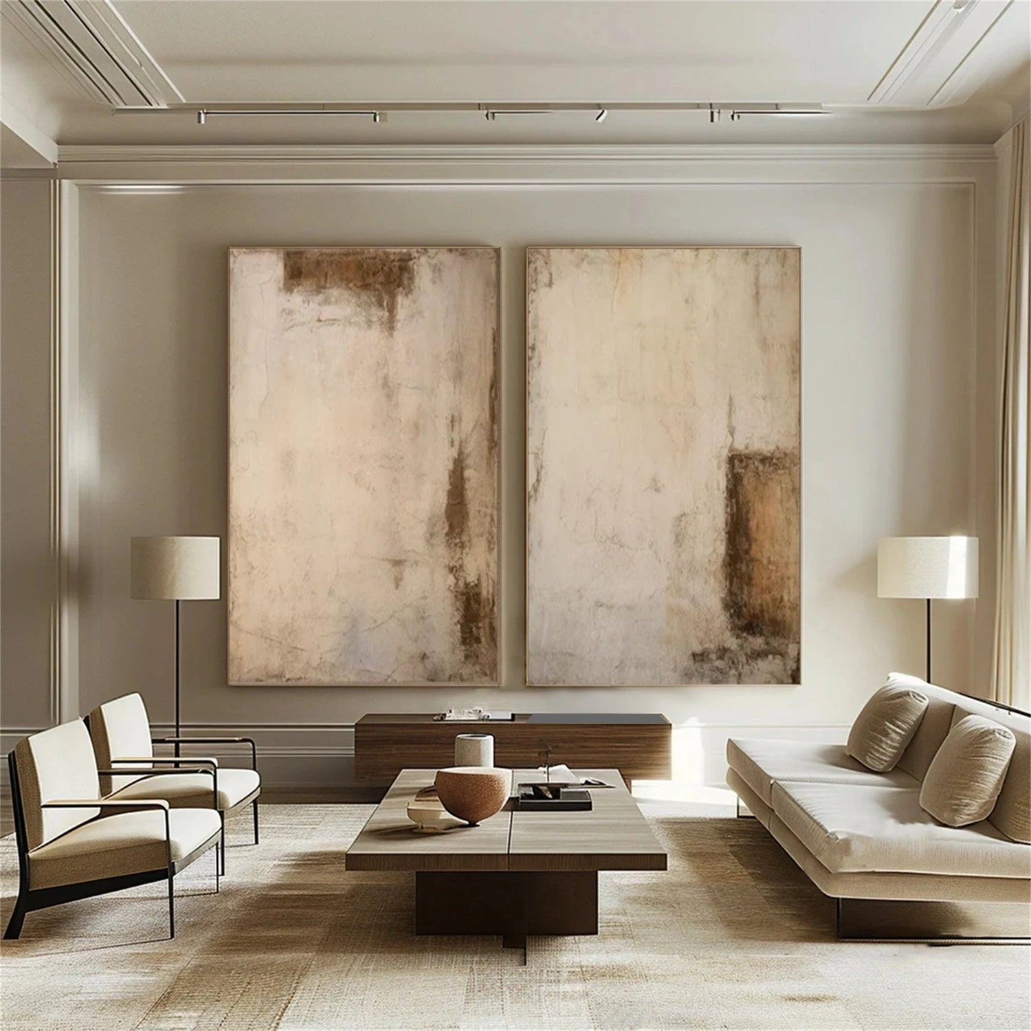 Beige and Brown Wabi Sabi Canvas Art Set of 2 #WS091