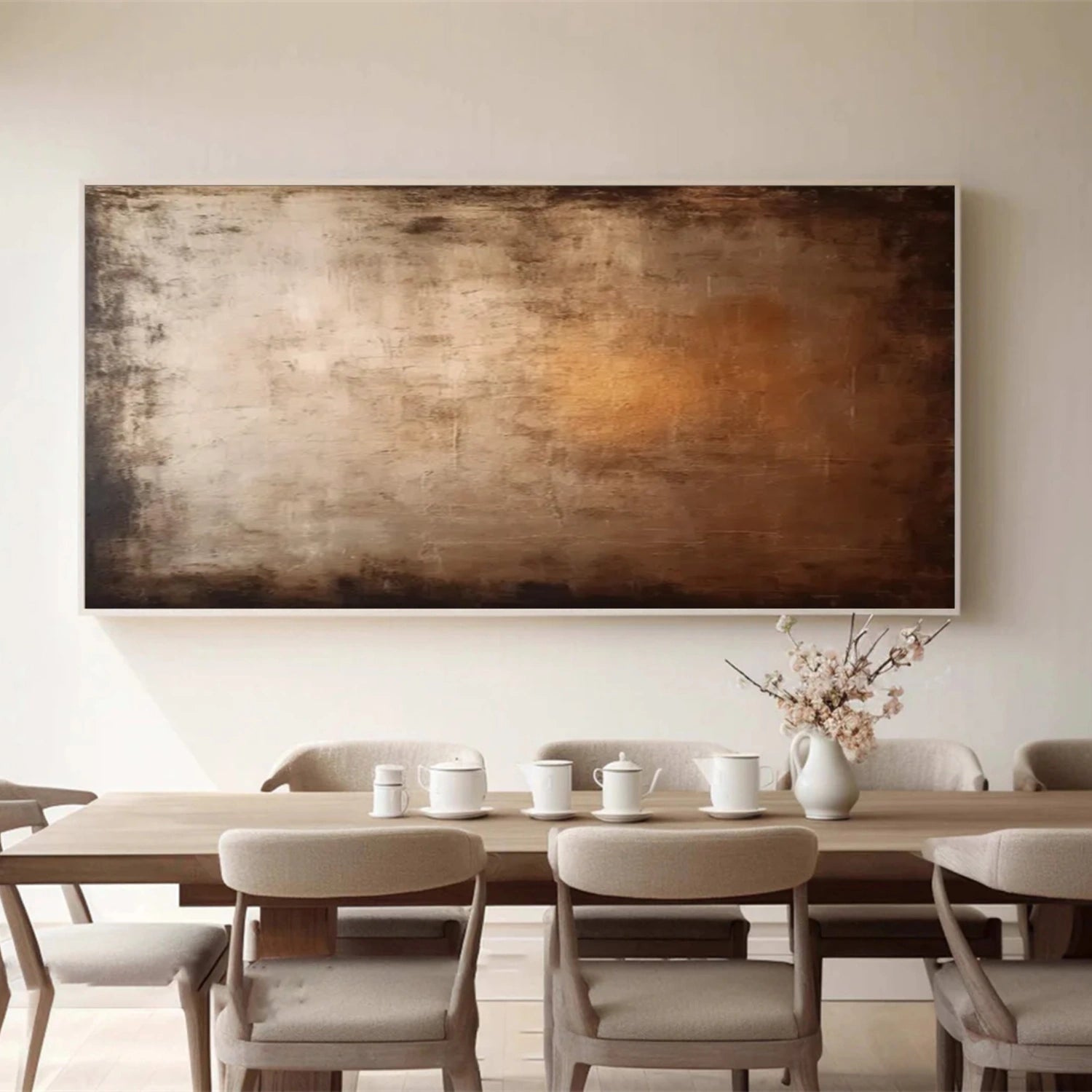 Beige and Brown Abstract Canvas Wall art #AP217