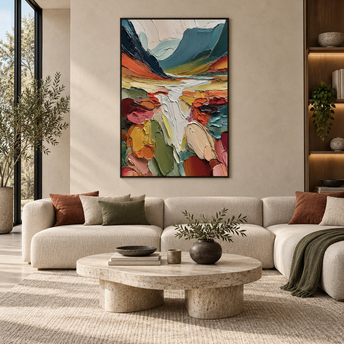 Colorful Abstract Mountain Textured Canvas Art #MO075