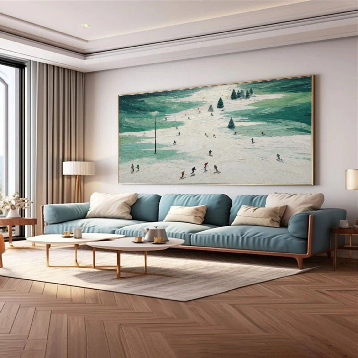 Skiing Sport Textured Wall Art #MS050