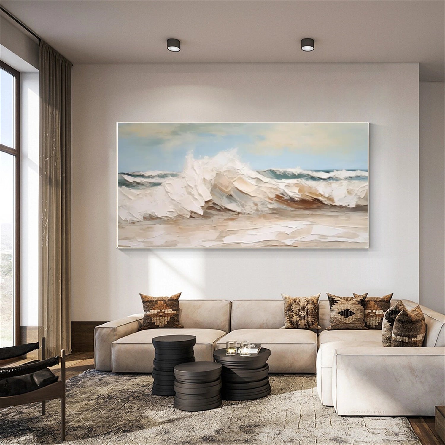 Ocean And Sky Abstract Textured Wall Art #OS058