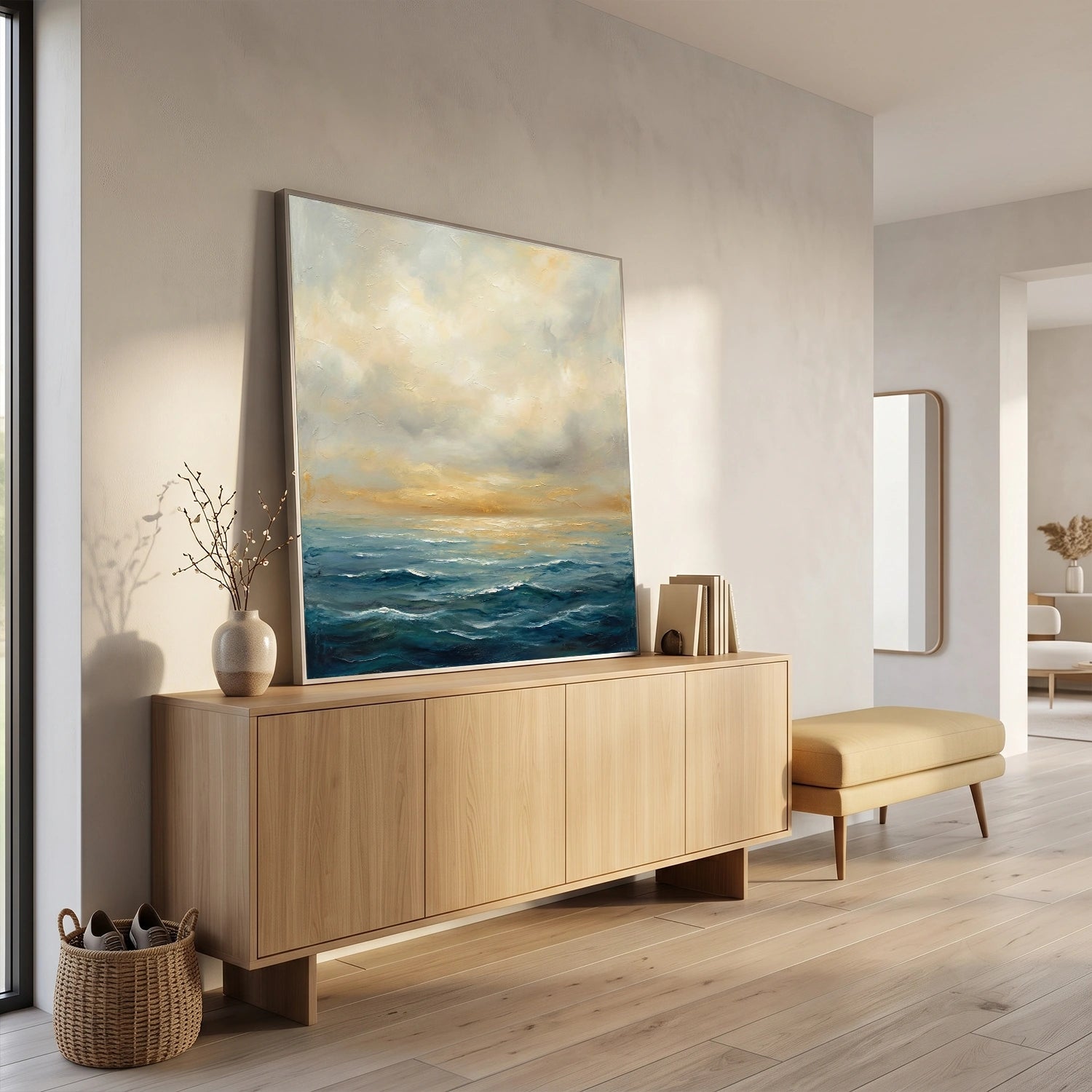 Ocean And Sky Abstract Textured Wall Art #OS175
