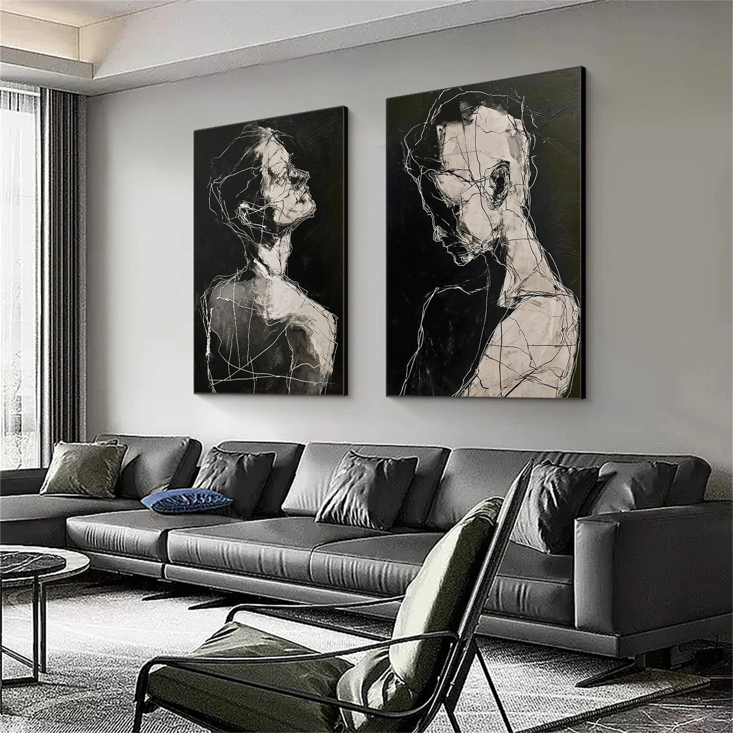 Abstract Portrait Canvas Art Set of 2#AE115