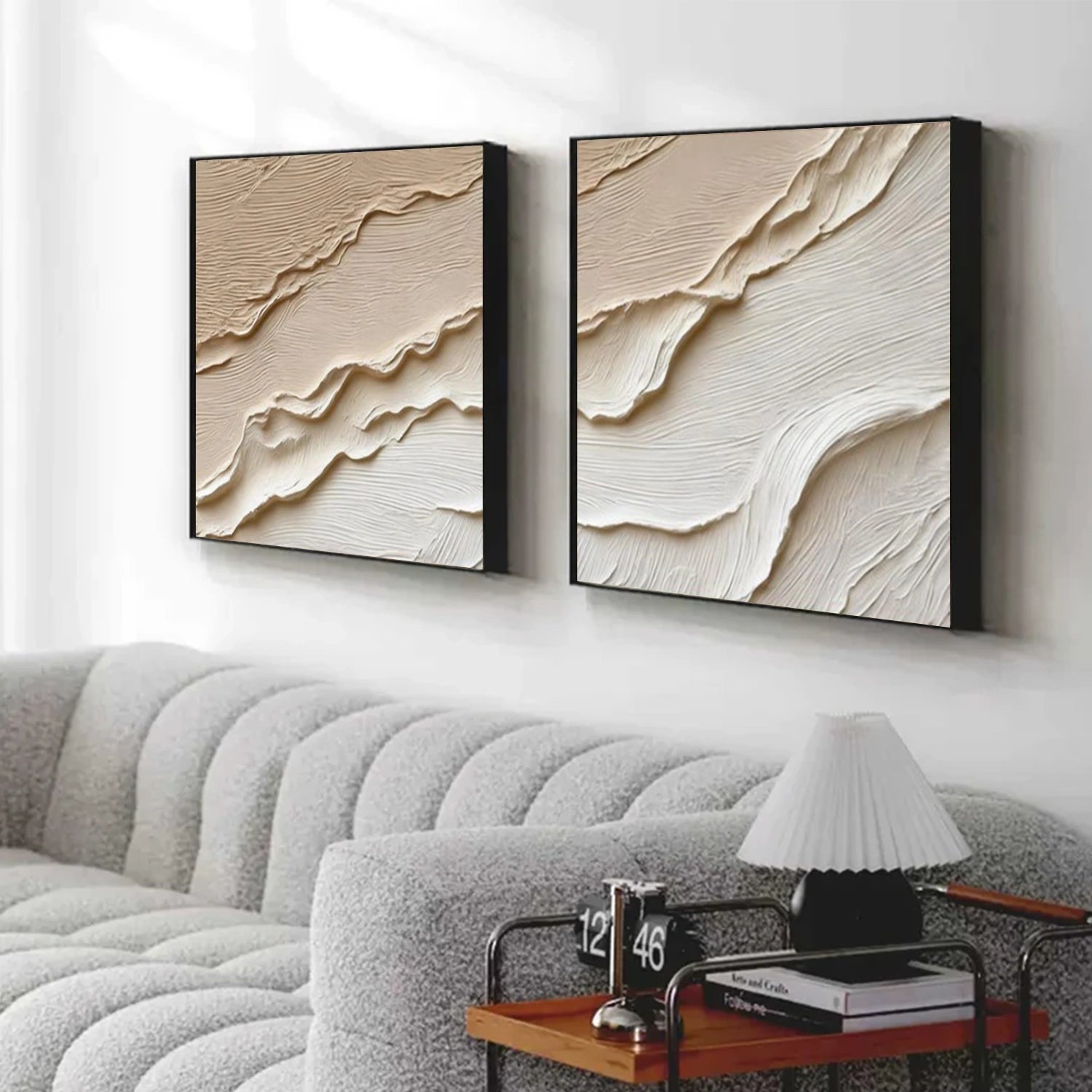 Beige and Brown Minimalist Textured Canvas Art Set of 2 #MT197