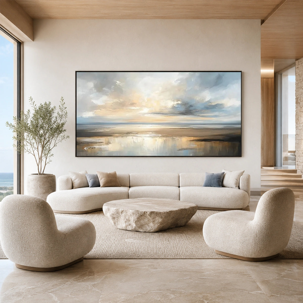 Ocean And Sky Abstract Textured Wall Art #OS199