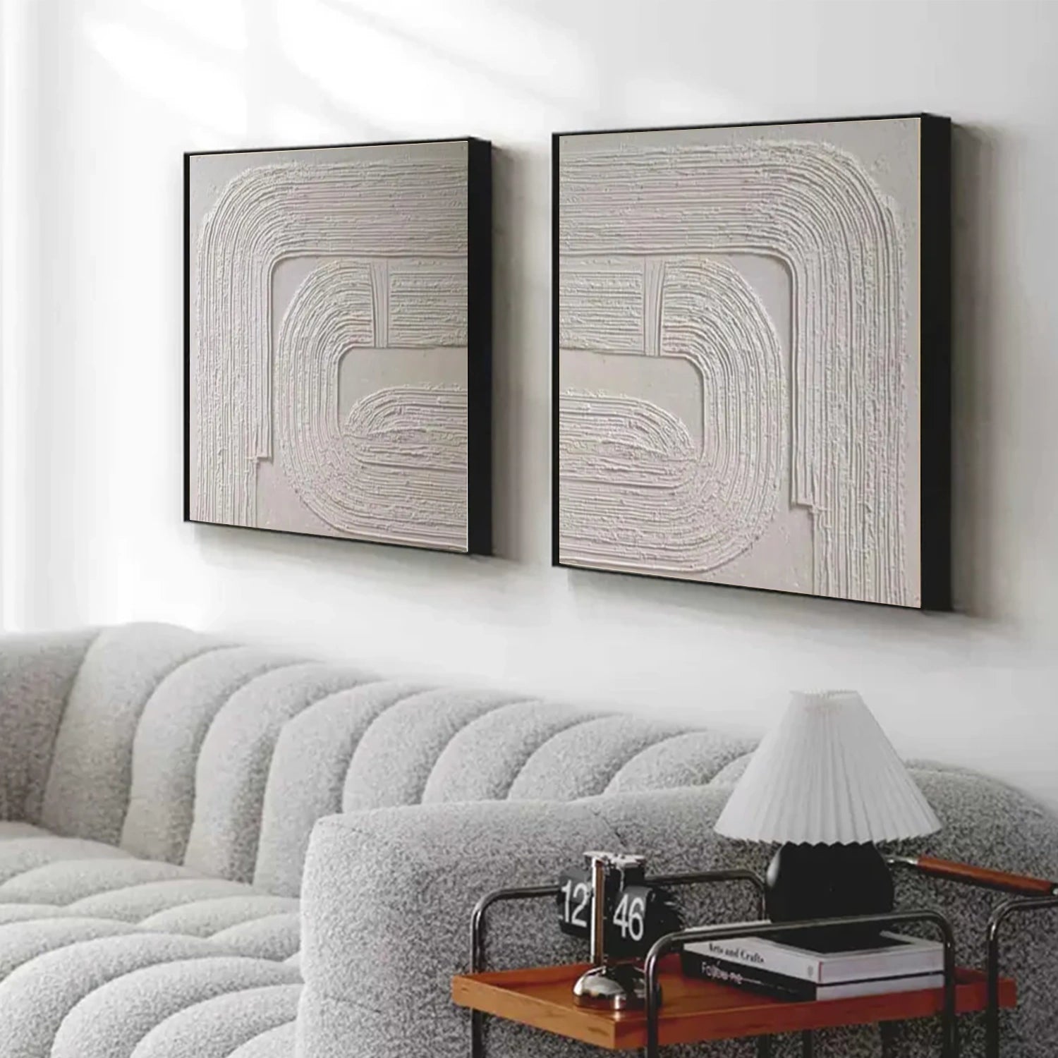 White Abstract Textured  Wall Art Set of 2 #AT114