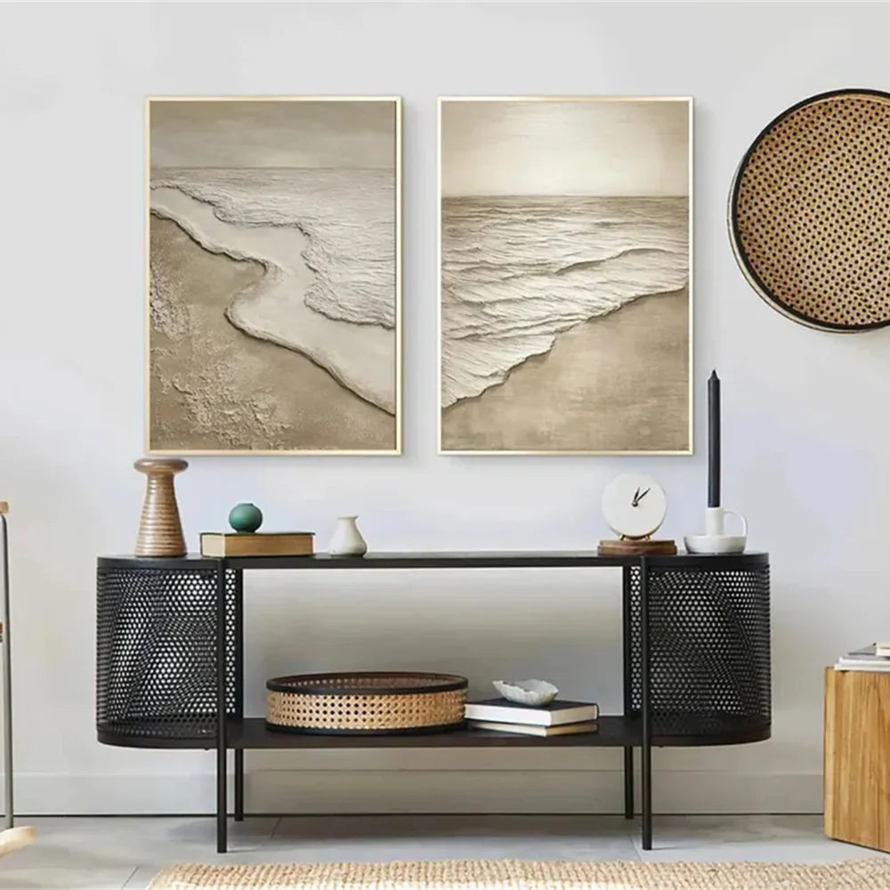 Ocean and Sky Textured Painting Canvas Set of 2 #OS034