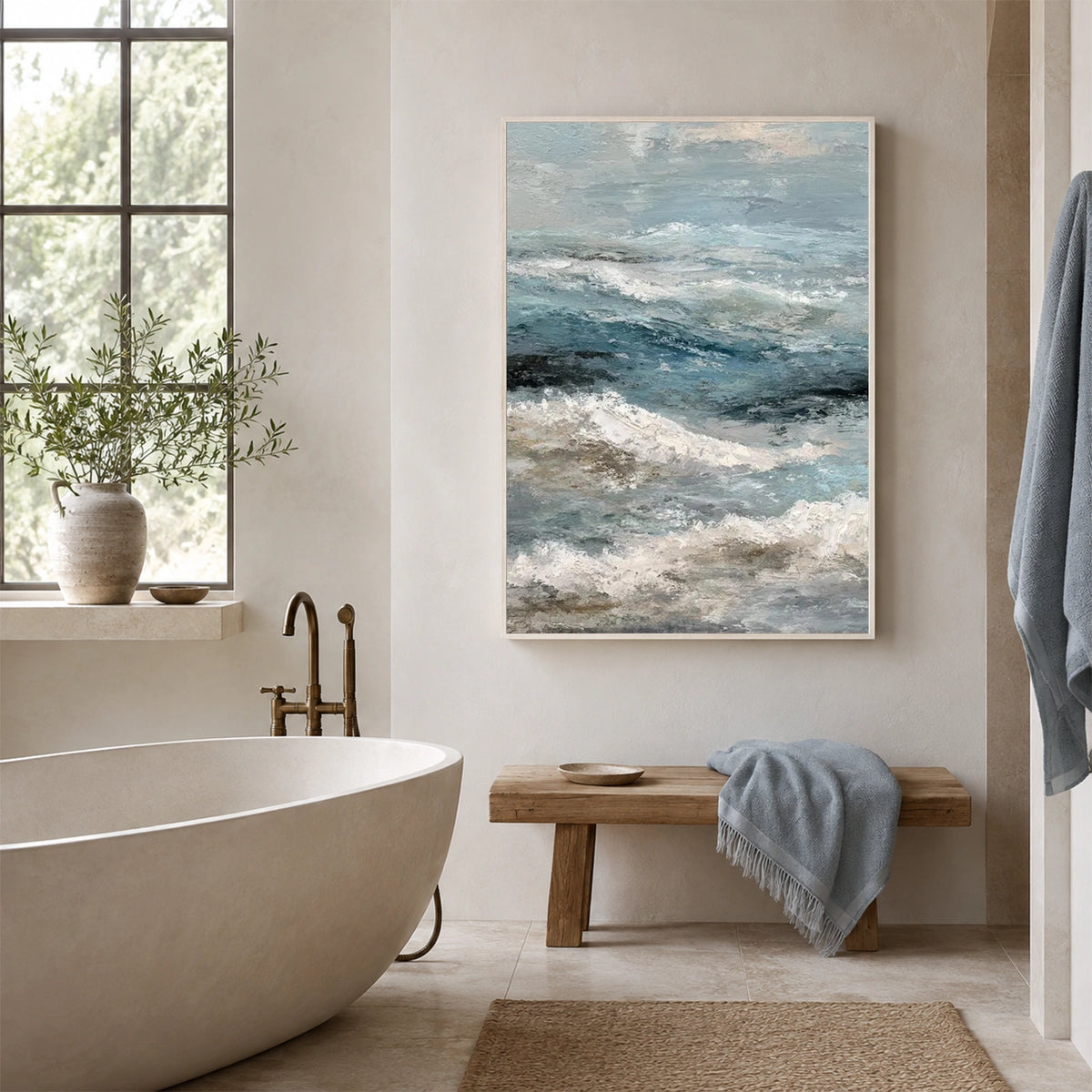 Ocean And Sky Abstract Textured Wall Art #OS219