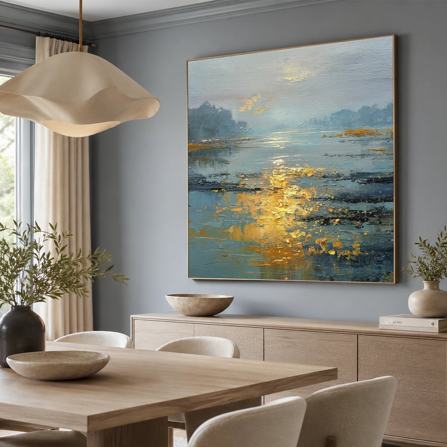 Ocean And Sky Abstract Textured Wall Art #OS180