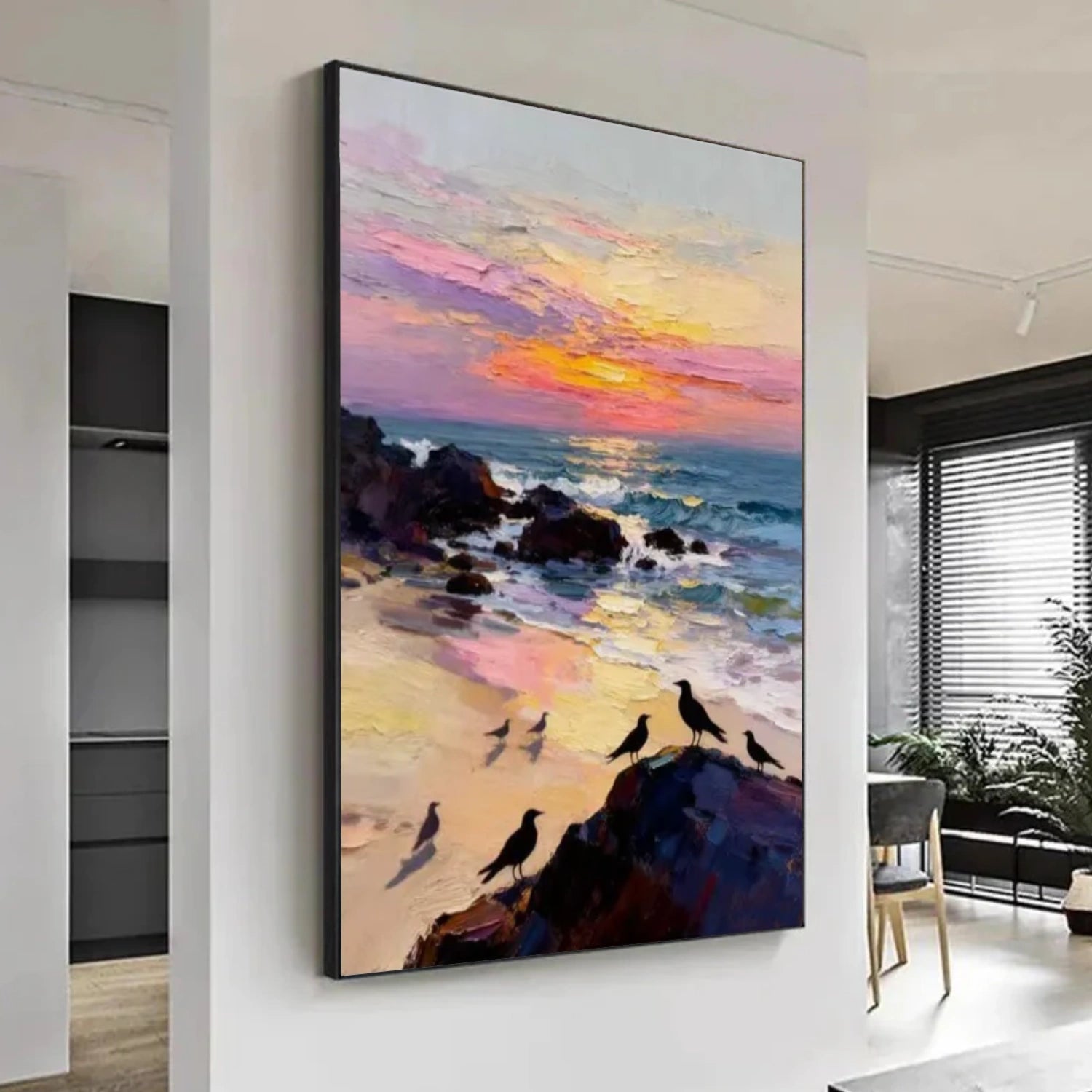 Colorful Ocean And Sky Abstract Textured Wall Art #OS101