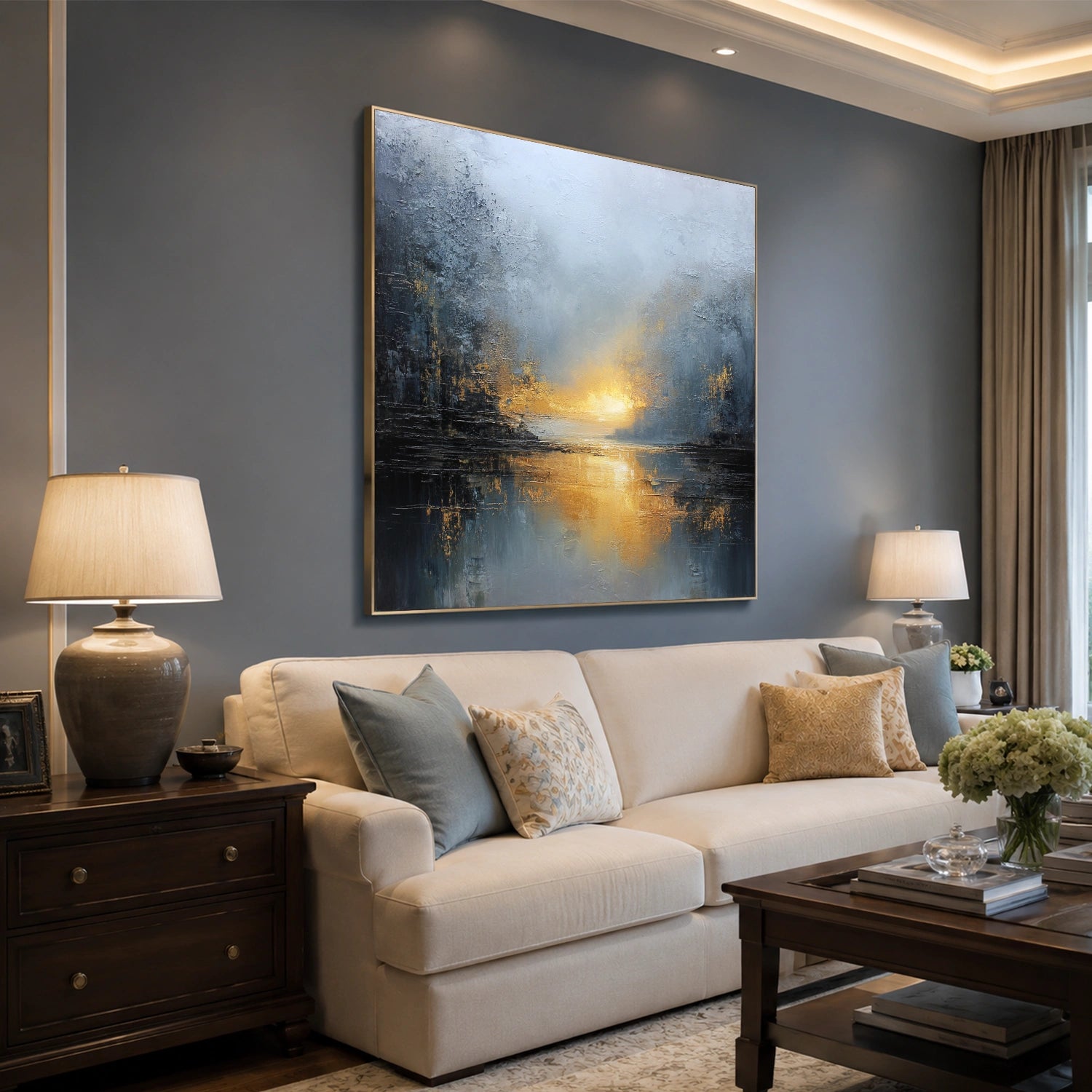 Ocean And Sky Abstract Textured Wall Art #OS171