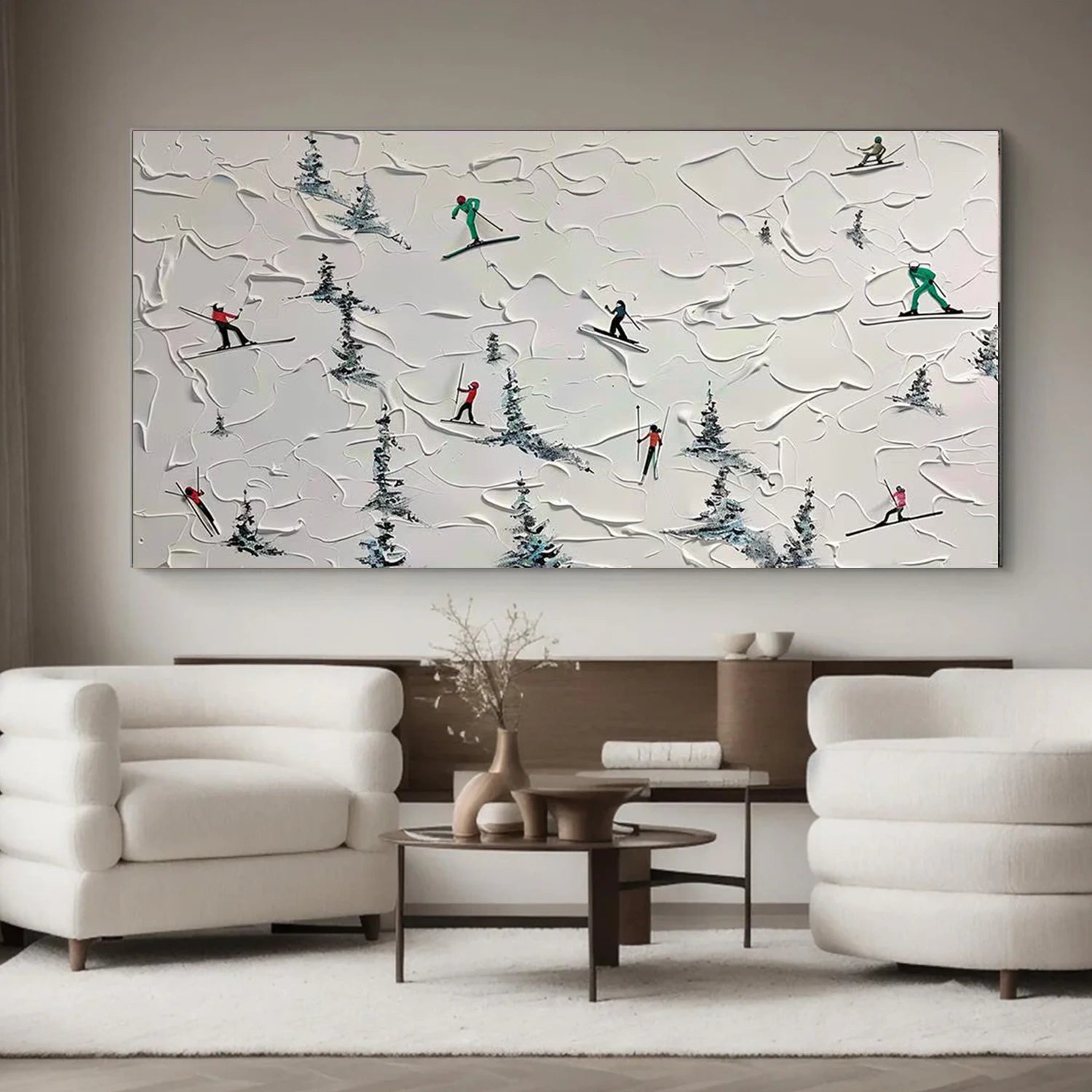 Skiing Sport Textured Wall Art #MS080