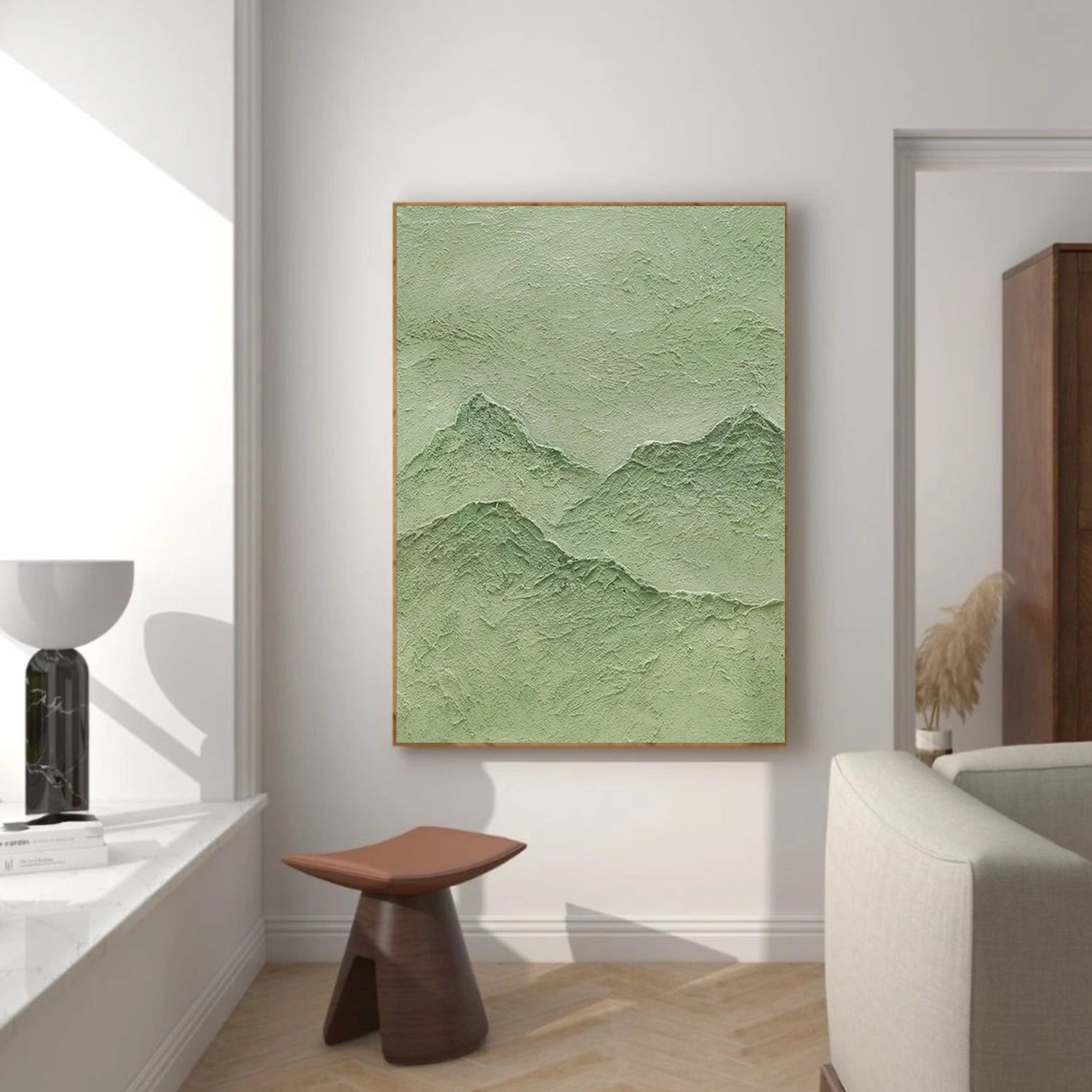 Green Minimalist Mountain Canvas Art #MO032