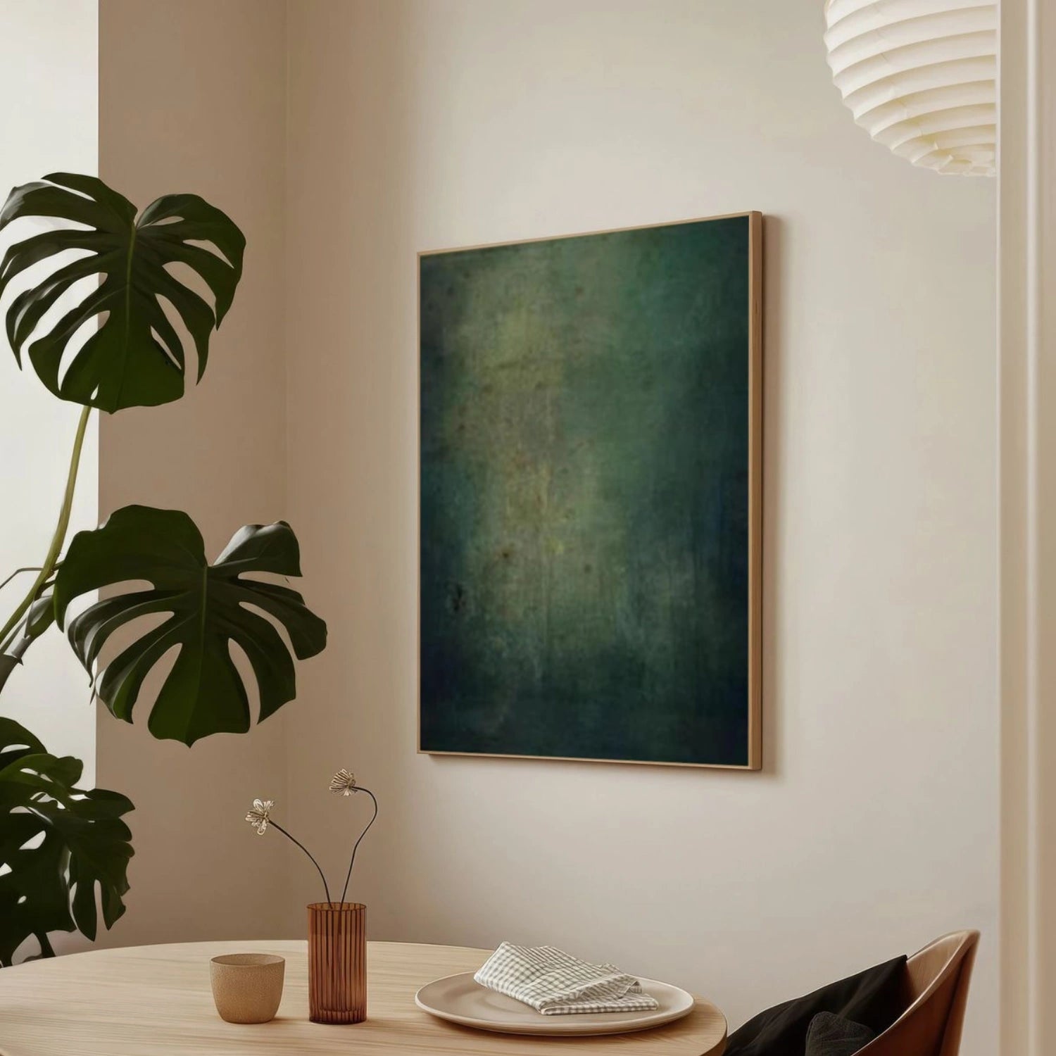 Green Abstract Canvas Wall Art #AP358