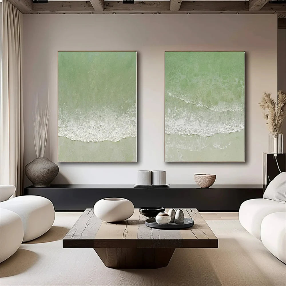 Ocean and Sky Textured Painting Canvas Set of 2 #OS031