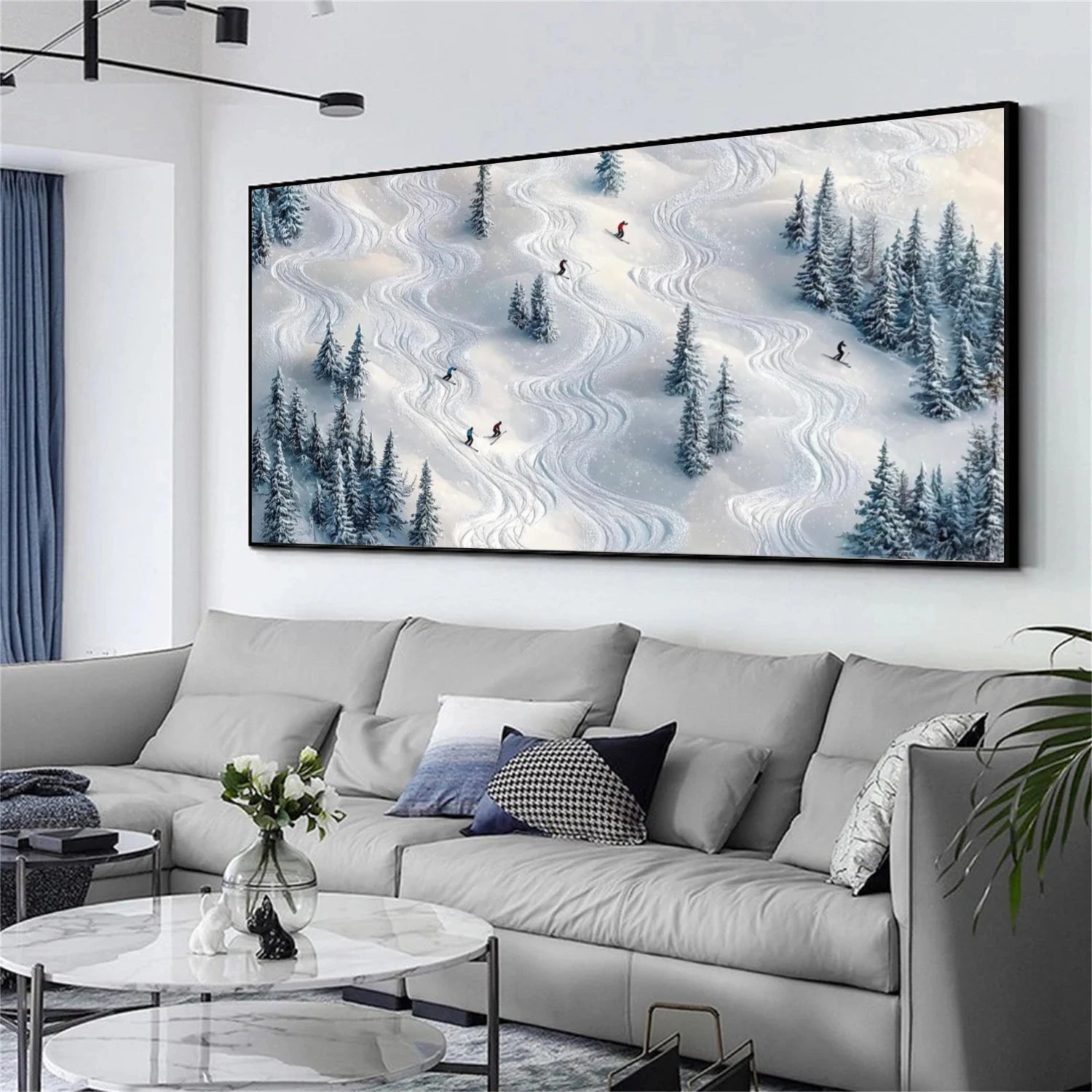 Skiing Sport Textured Wall Art #MS071
