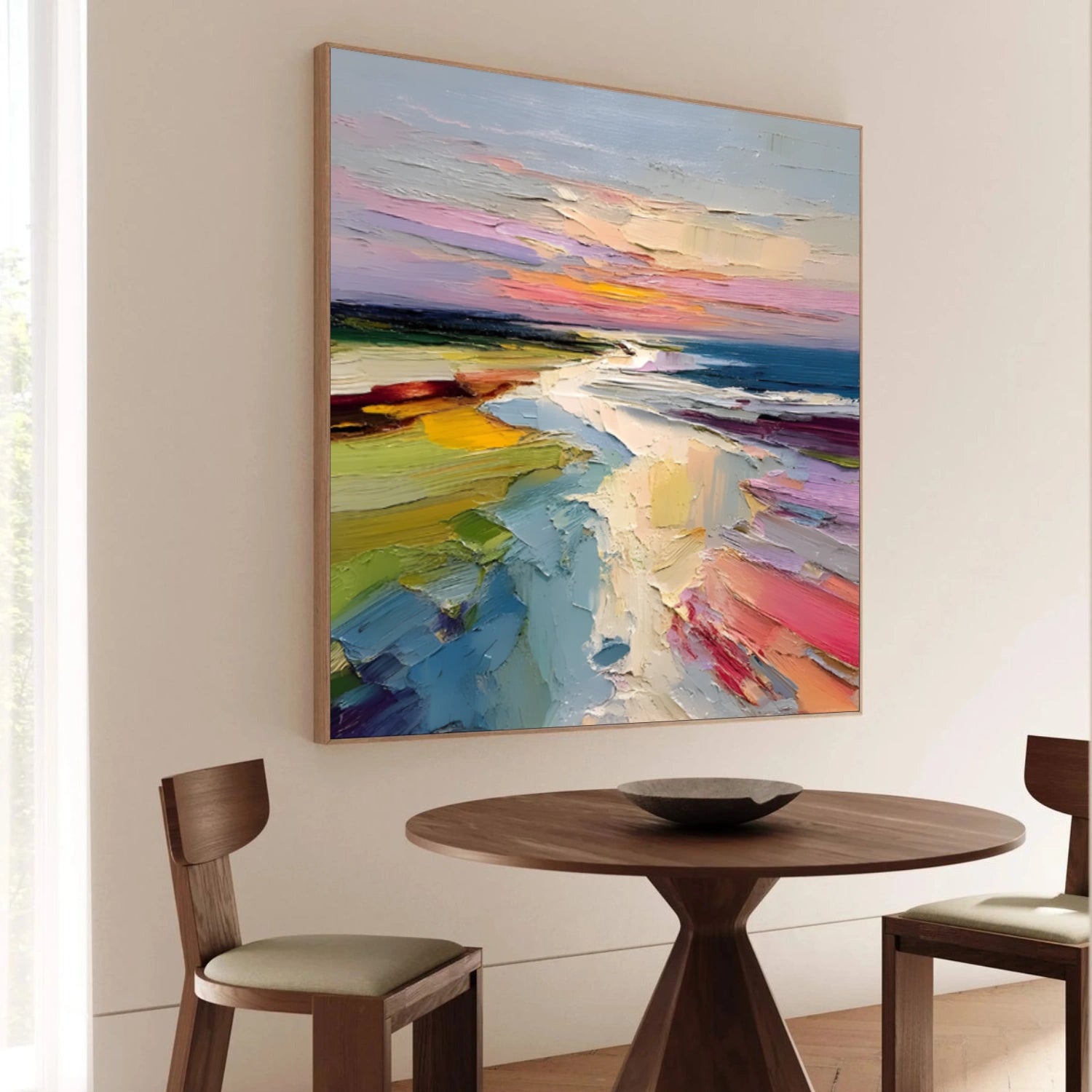 Colorful Ocean And Sky Abstract Textured Wall Art #OS133