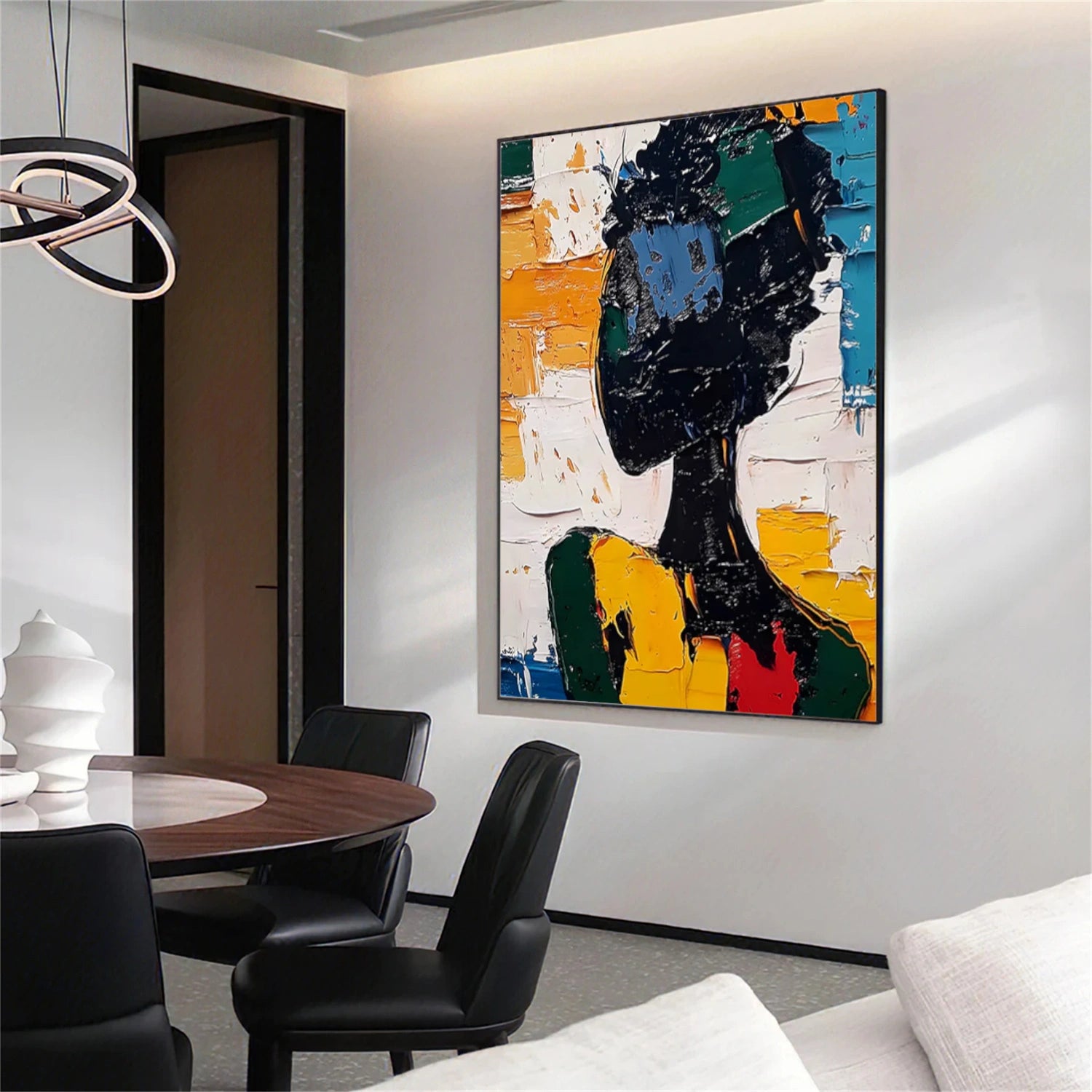Abstract Portrait Textured Canvas Art #AE045