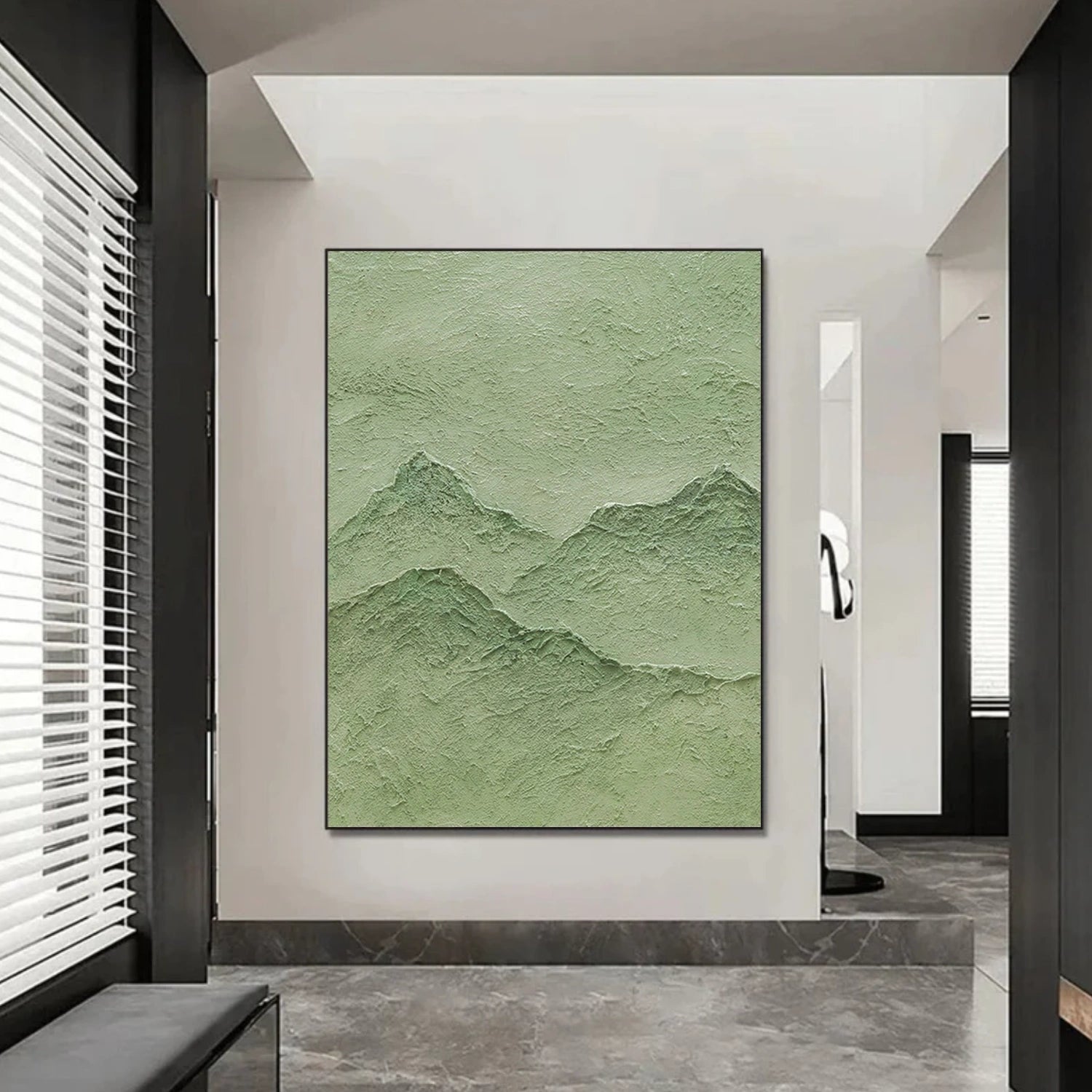 Green Minimalist Mountain Canvas Art #MO032