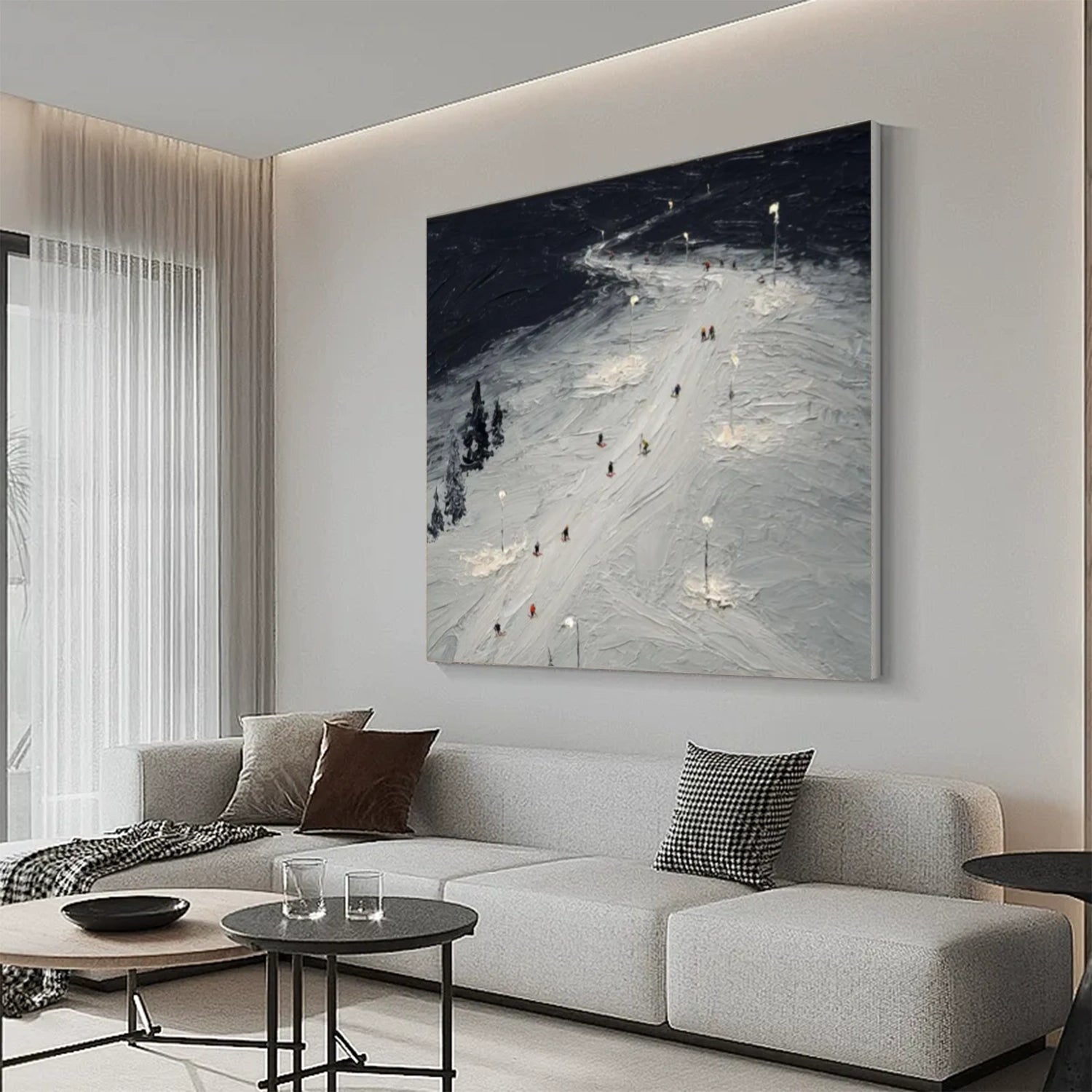 Skiing Sport Textured Wall Art #MS047