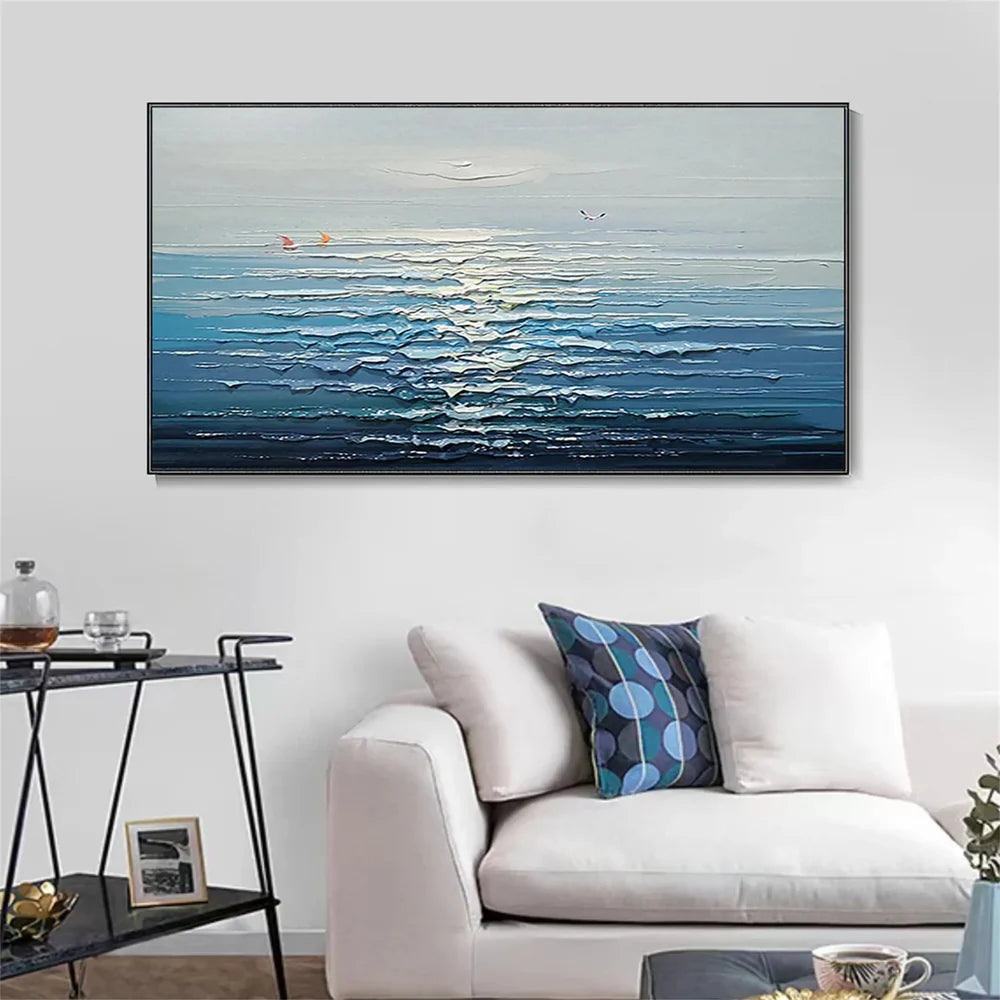 Ocean And Sky Textured Painting Canvas #OS018