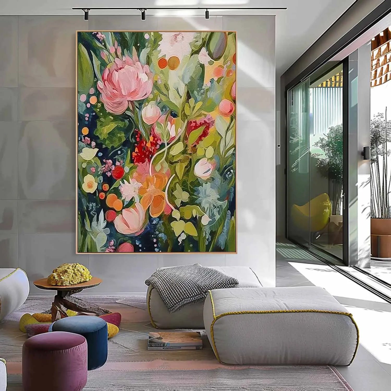 Colorful  Flower Textured Painting Canvas #FP026