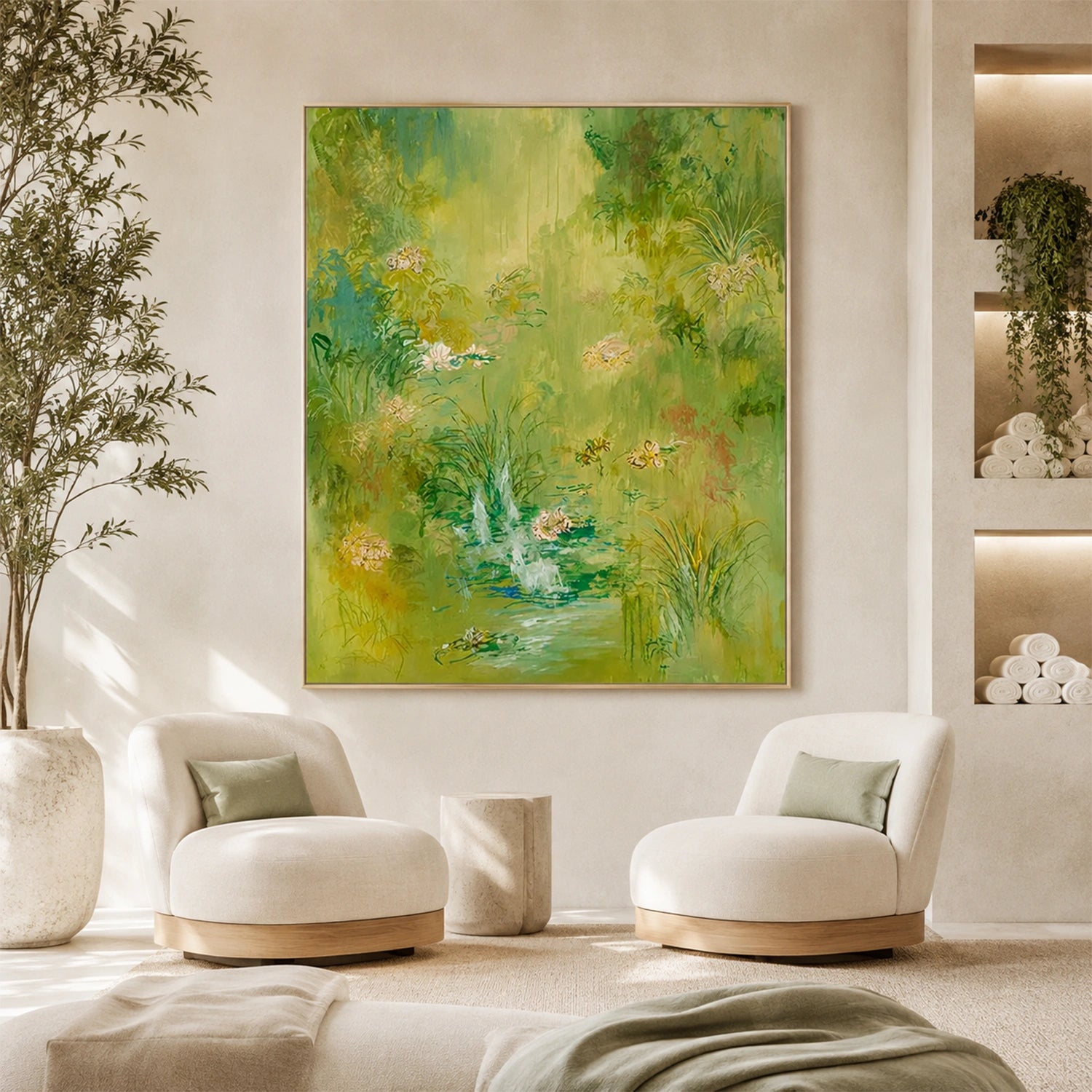 Green Flower Abstract Wall Art #FP208