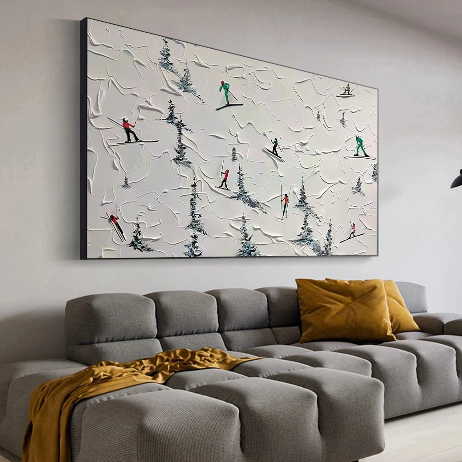 Skiing Sport Textured Wall Art #MS080