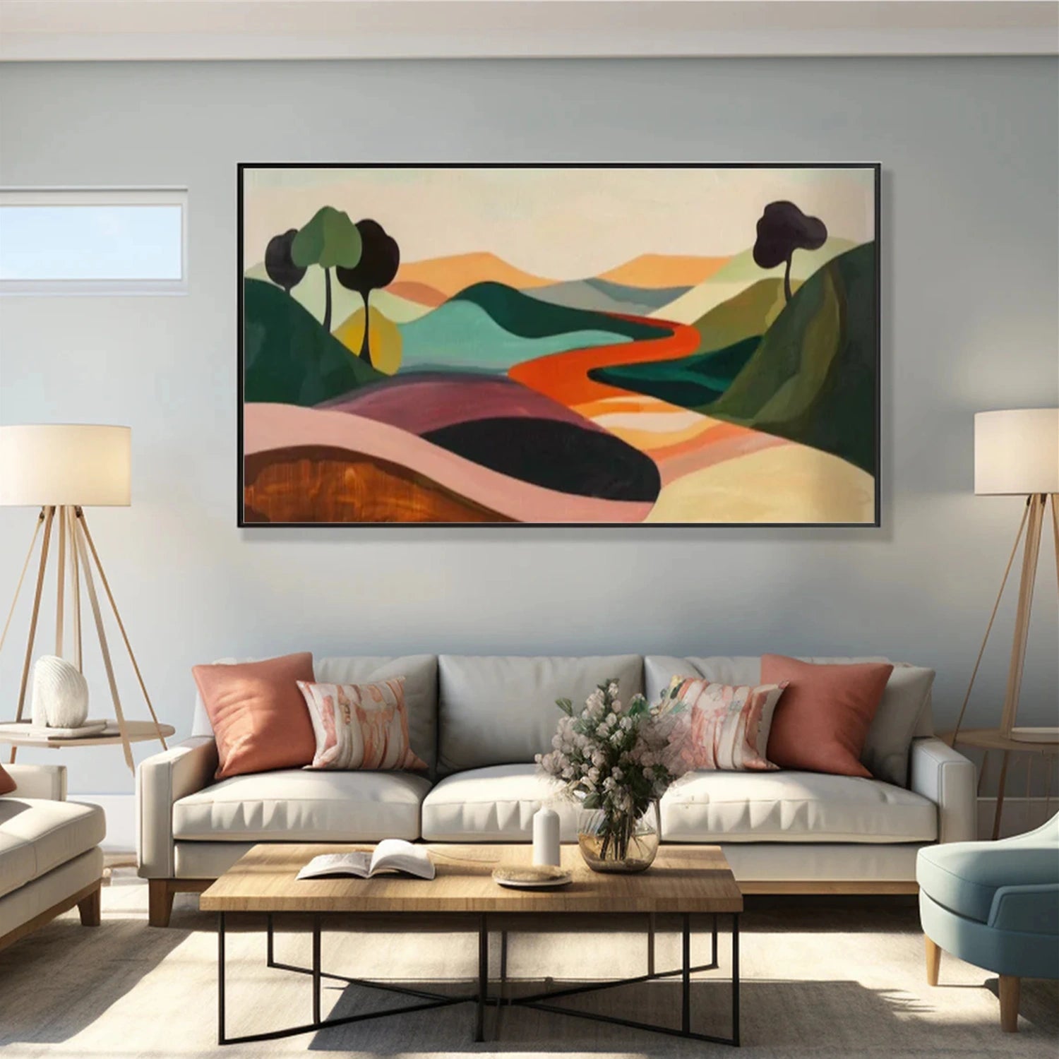 Colorful Abstract Mountain Canvas Art #MO019