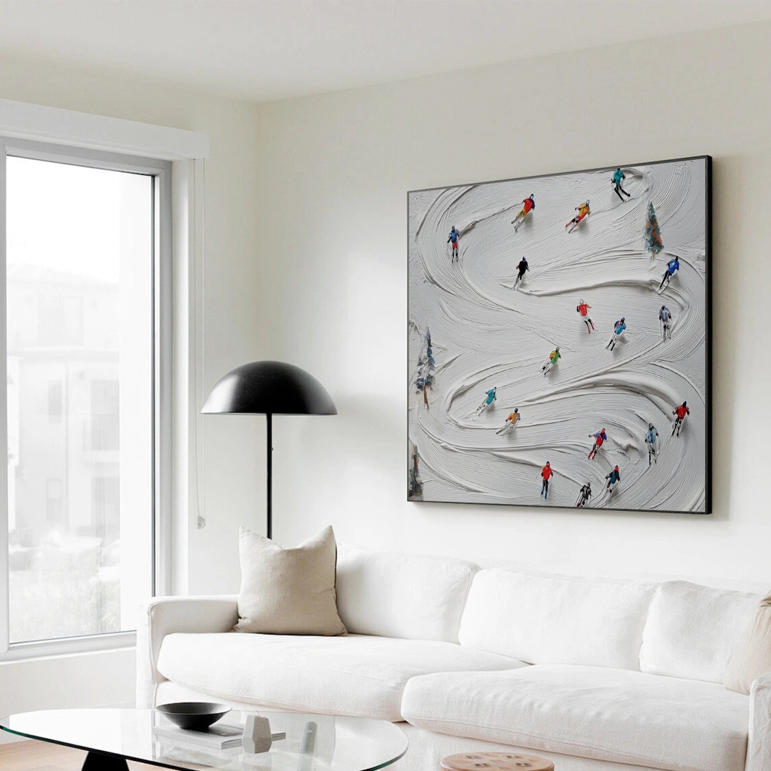 Skiing Sport Textured Wall Art #MS083