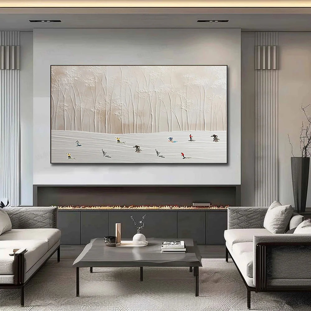 Skiing Sports Textured Painting Canvas #MS007