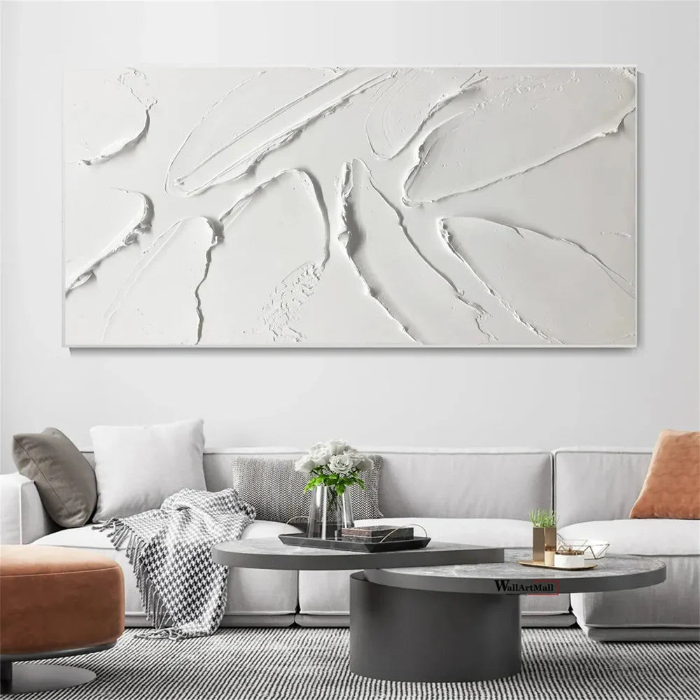White Minimalist Textured Canvas #MT095