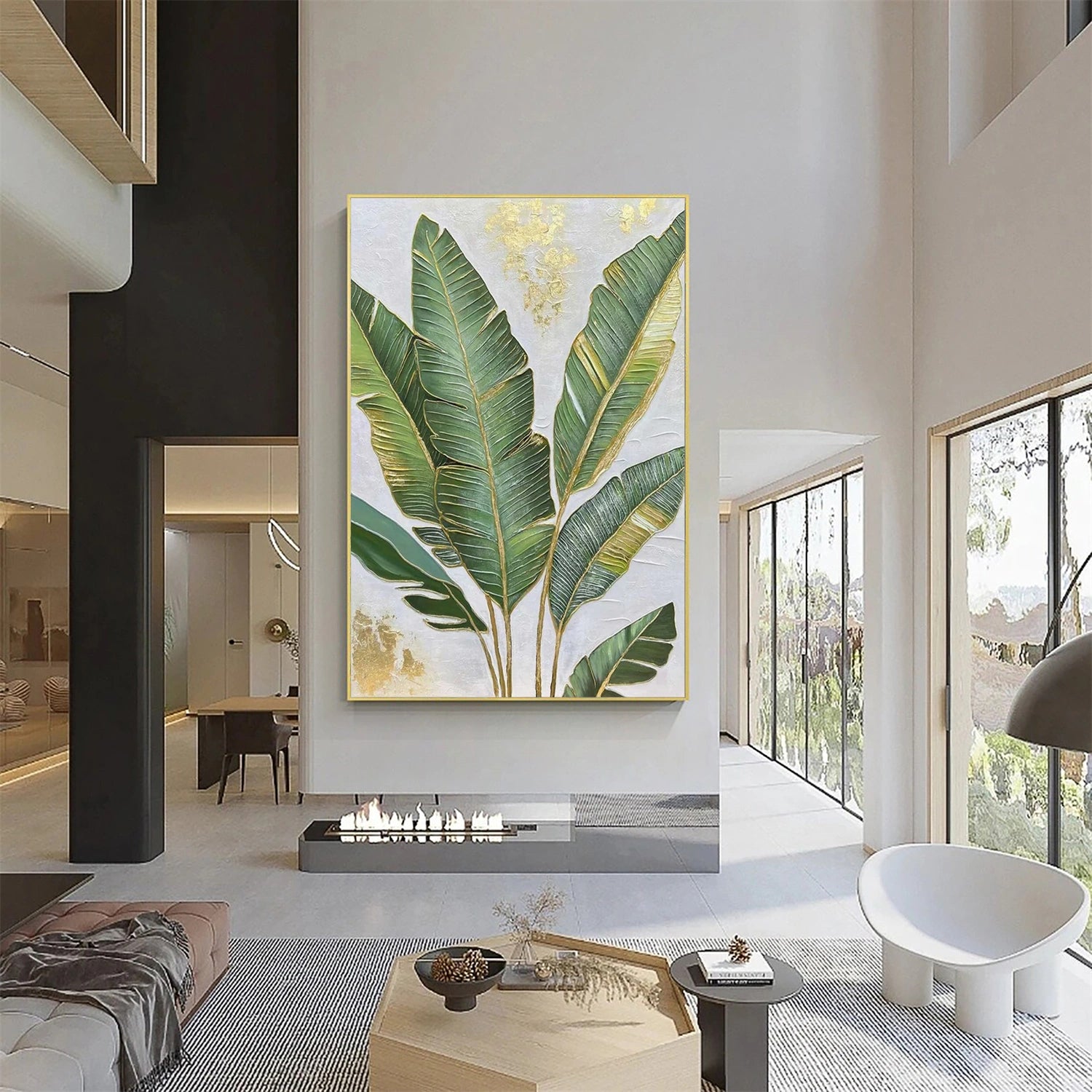 Green Flower Texture Painting Canvas #FP096