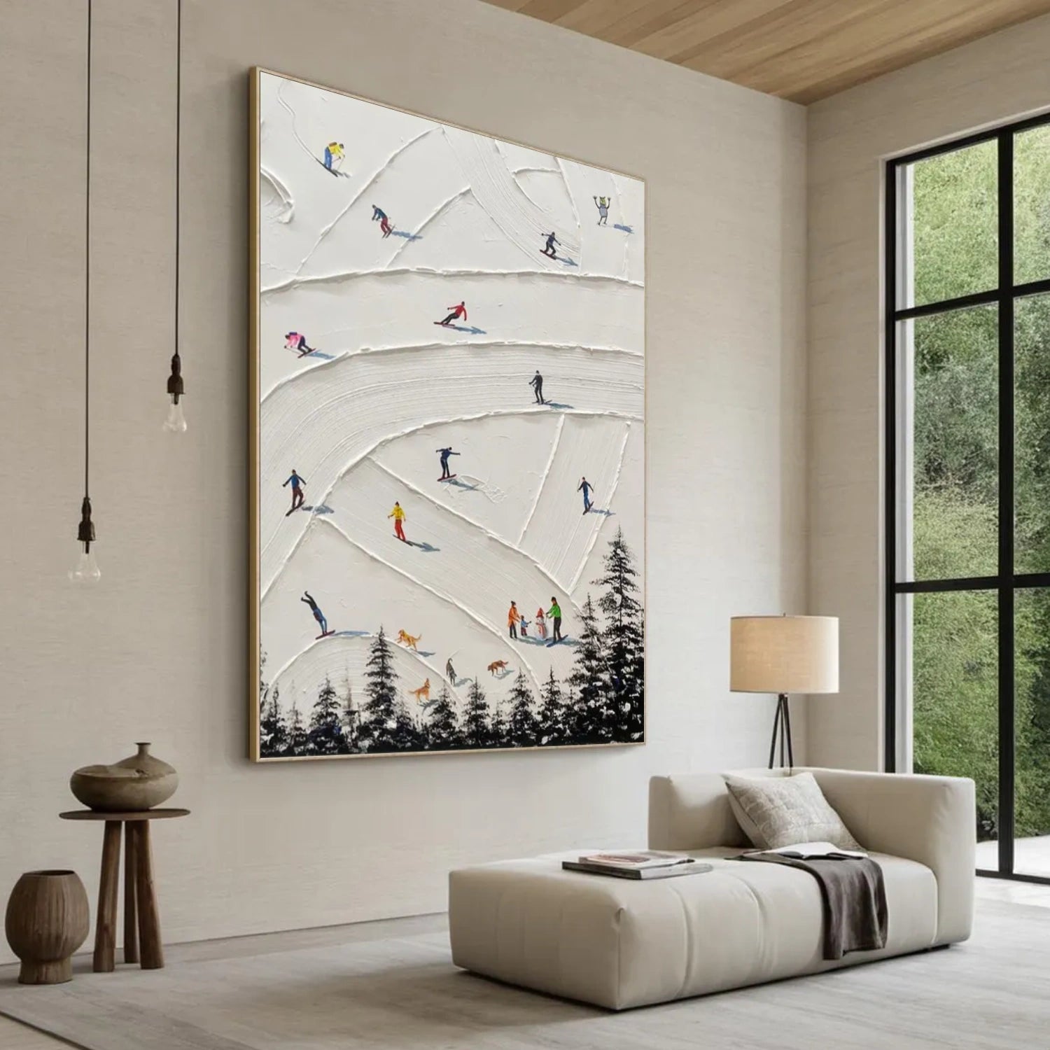 Skiing Sport Textured Wall Art #MS062