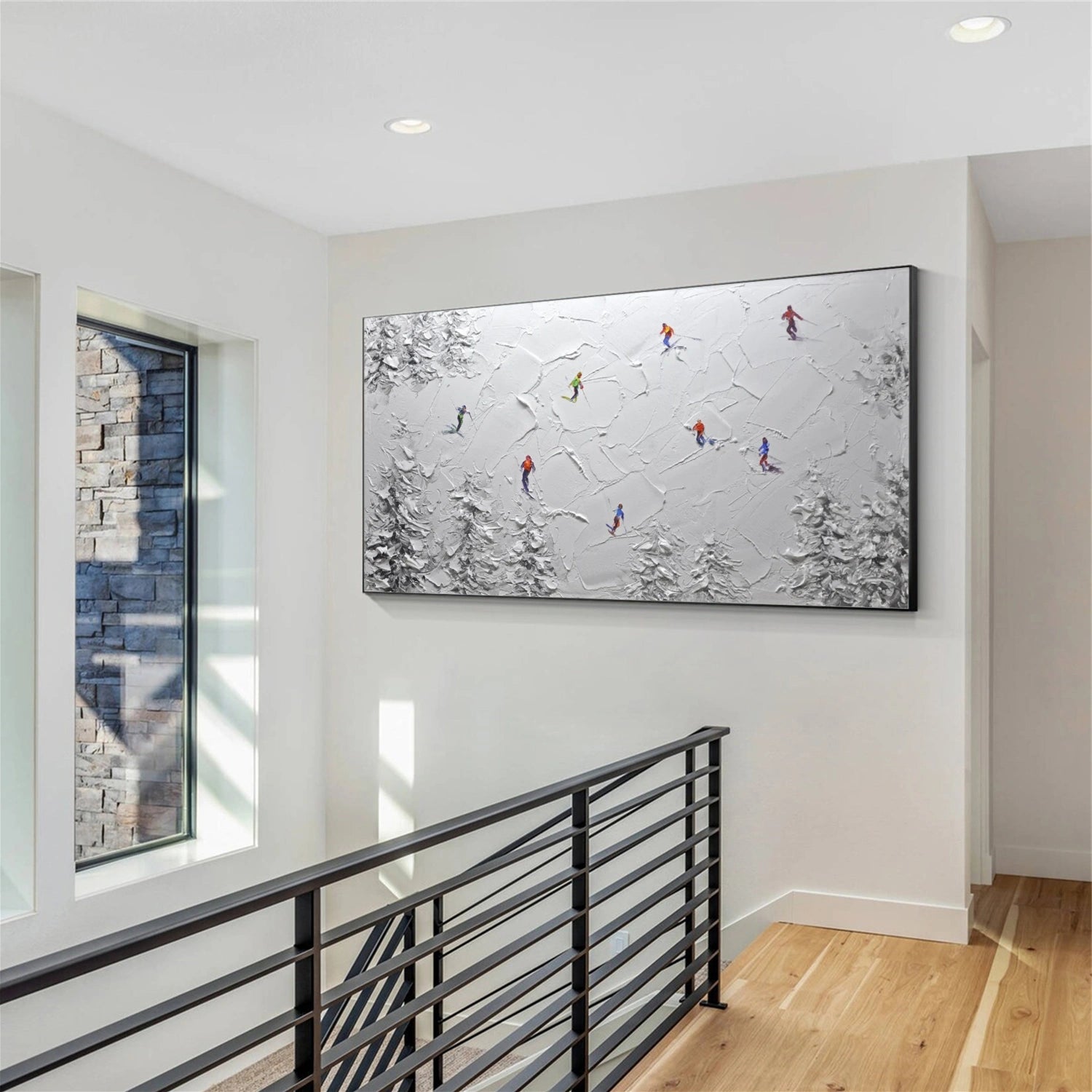 Skiing Sport Textured Wall Art #MS057