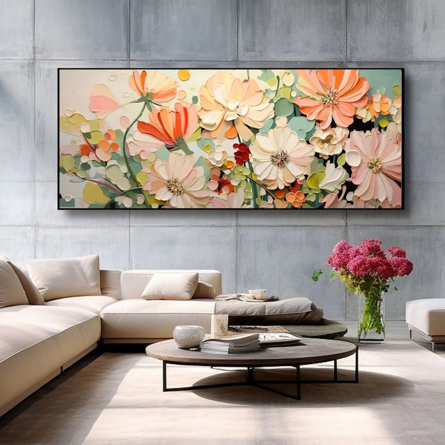 Colorful Flower Textured Painting Canvas #FP052