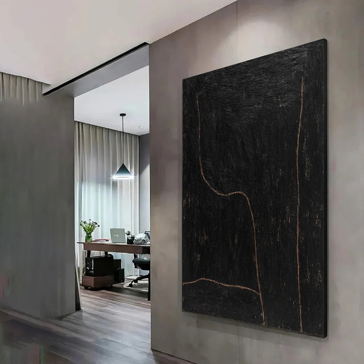 Black Minimalist Canvas Art #MT207