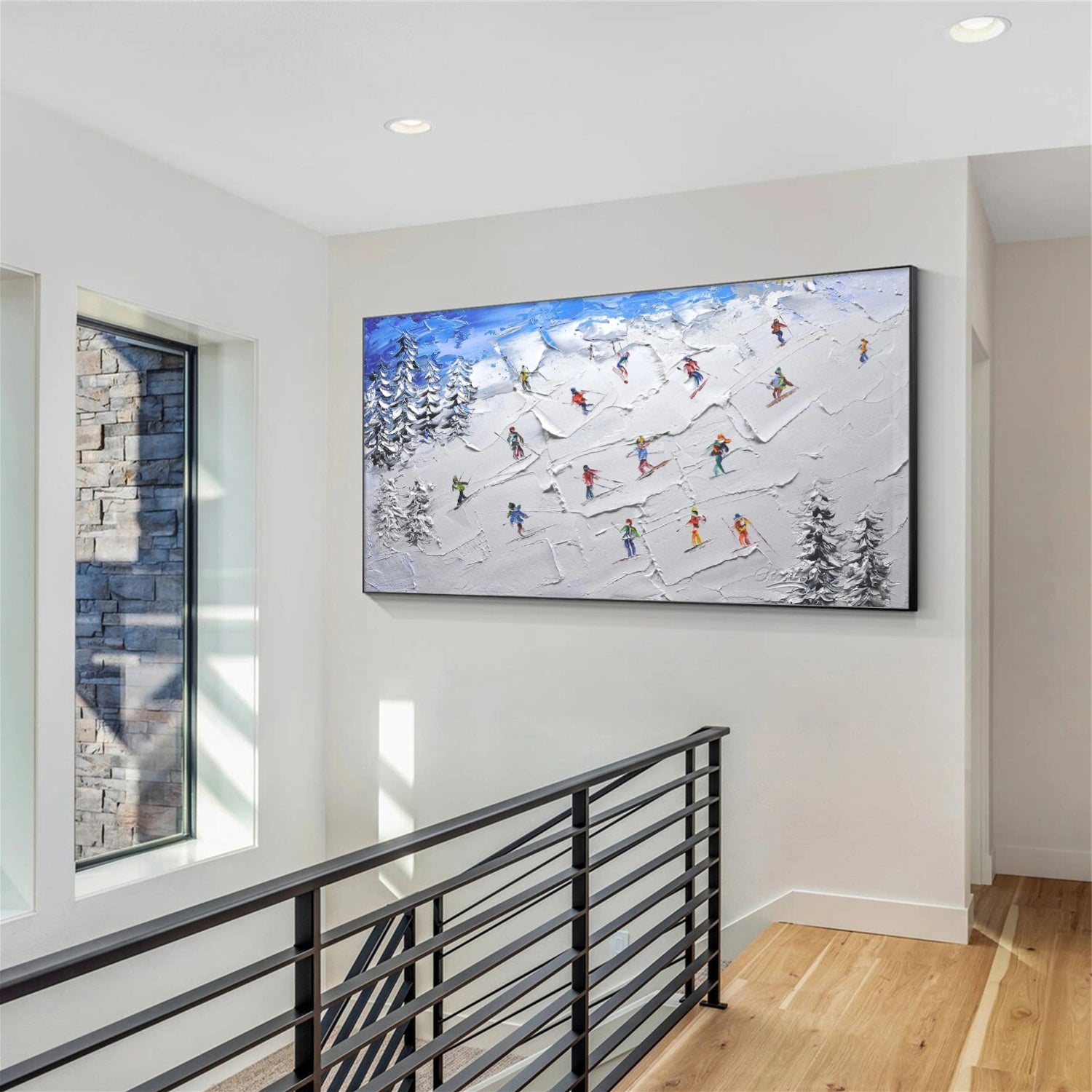 Skiing Sport Textured Wall Art #MS058