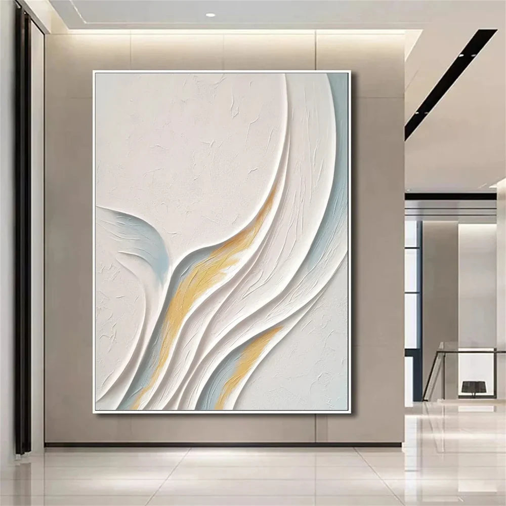 White Minimalist Textured Painting Canvas #MT091