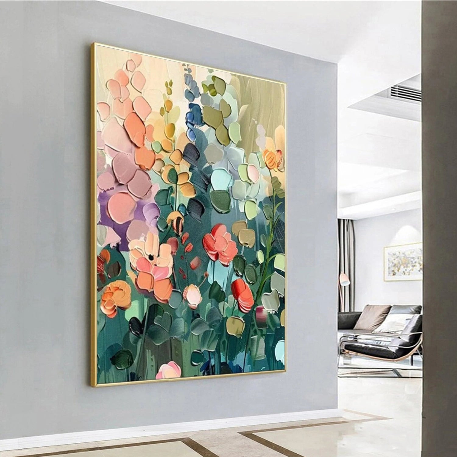 Flower And Tree Textured Painting Canvas #FT011